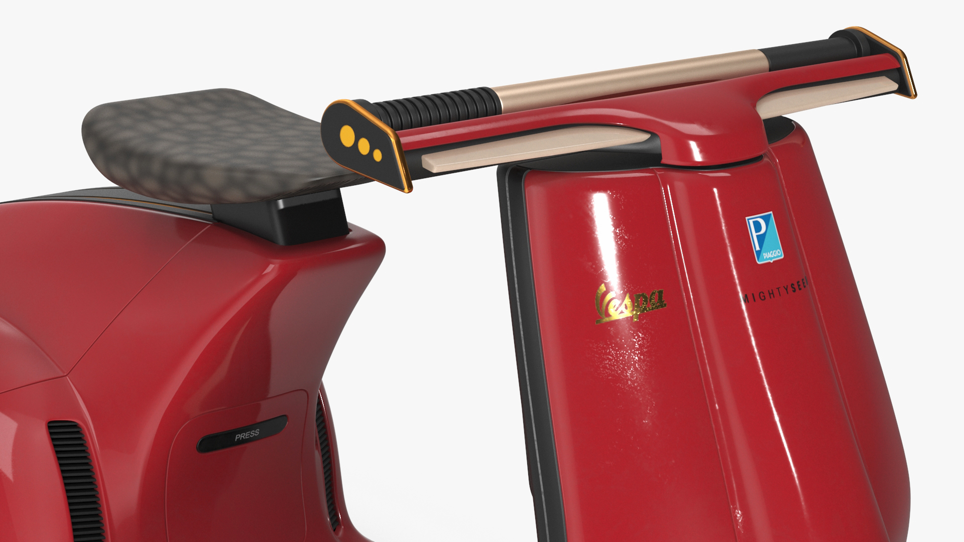 3D Electric Scooter Vespa 98 Red Parked