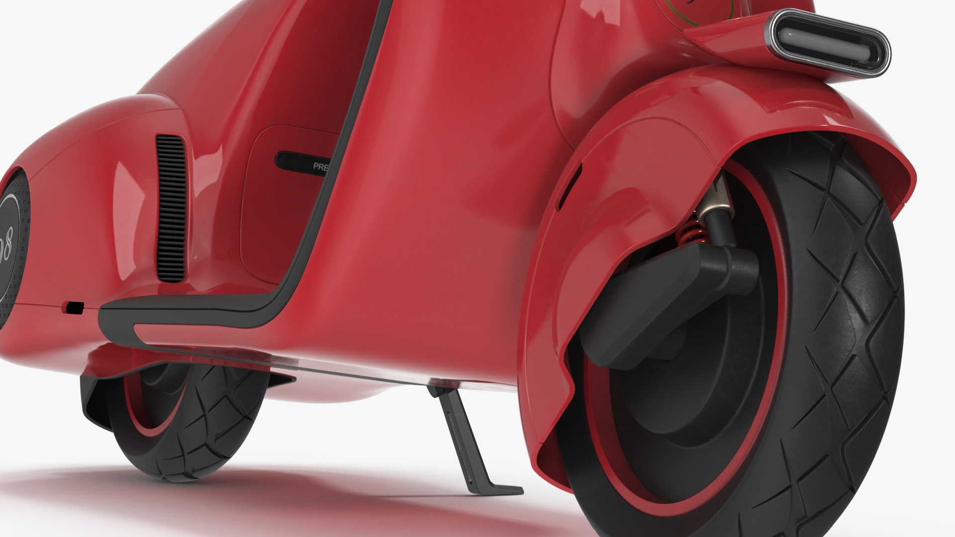 3D Electric Scooter Vespa 98 Red Parked