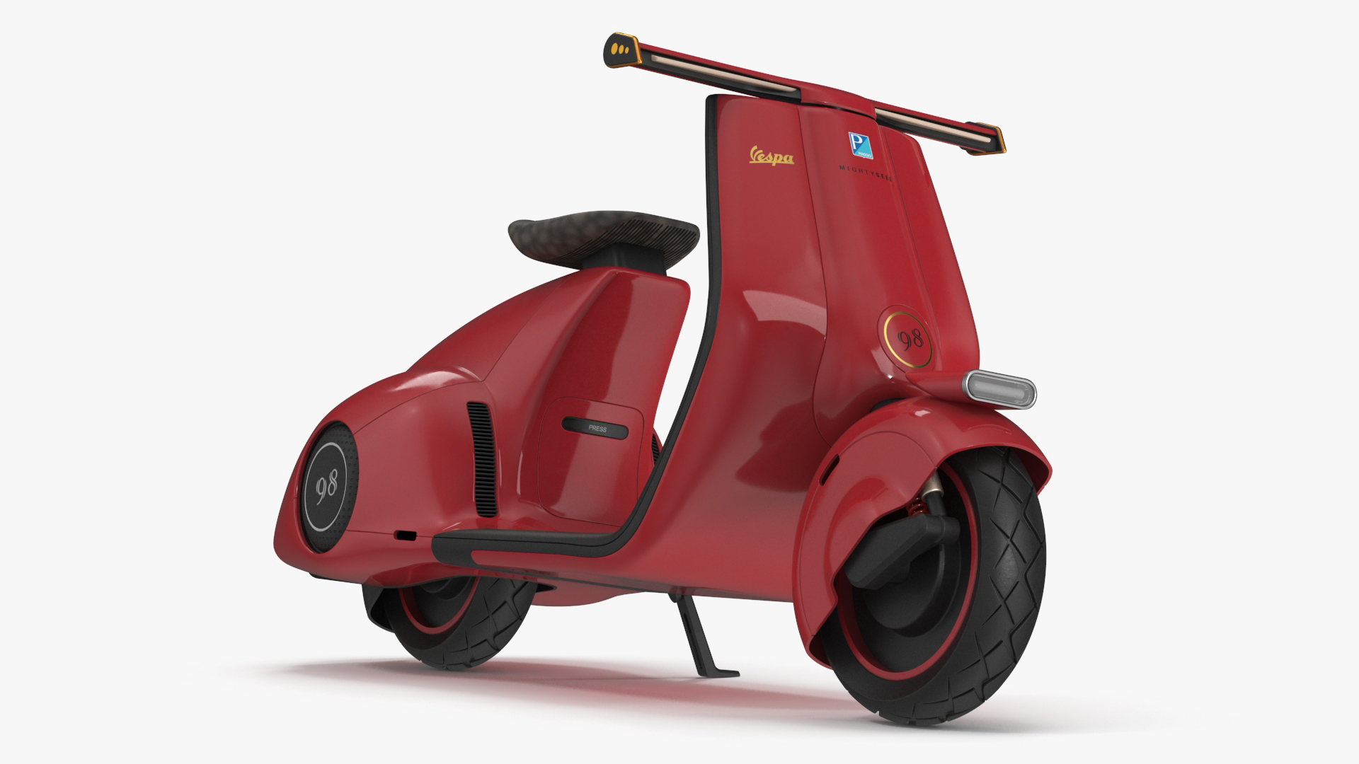3D Electric Scooter Vespa 98 Red Parked