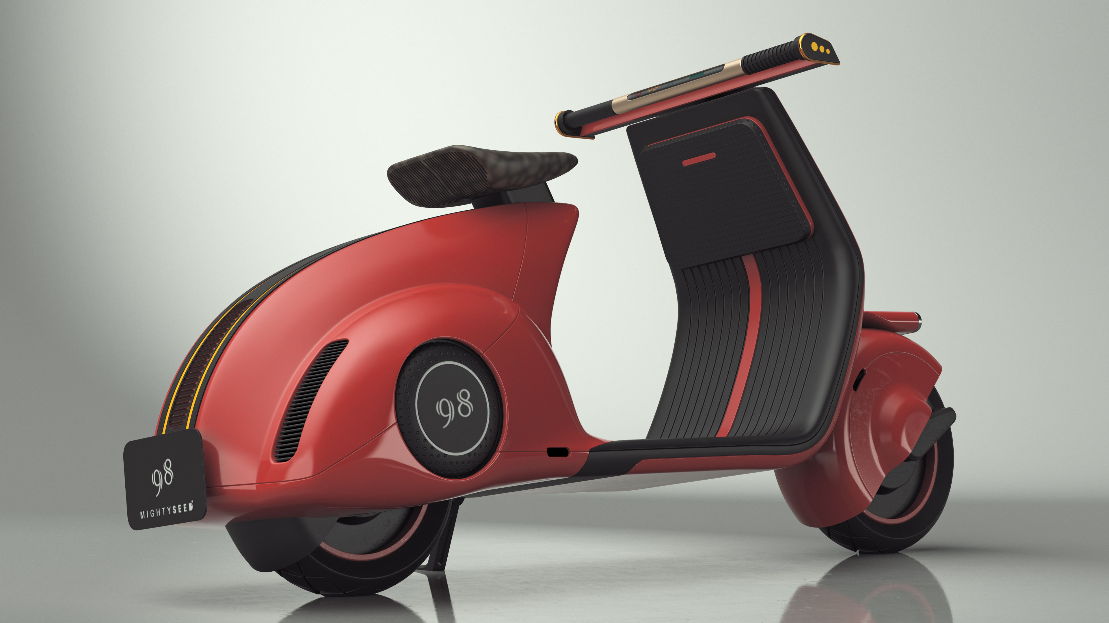 3D Electric Scooter Vespa 98 Red Parked