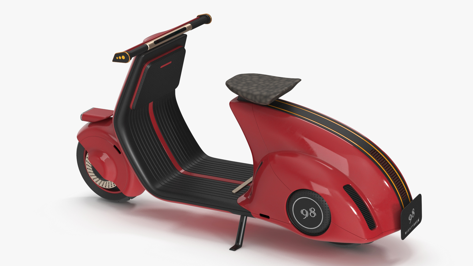3D Electric Scooter Vespa 98 Red Parked