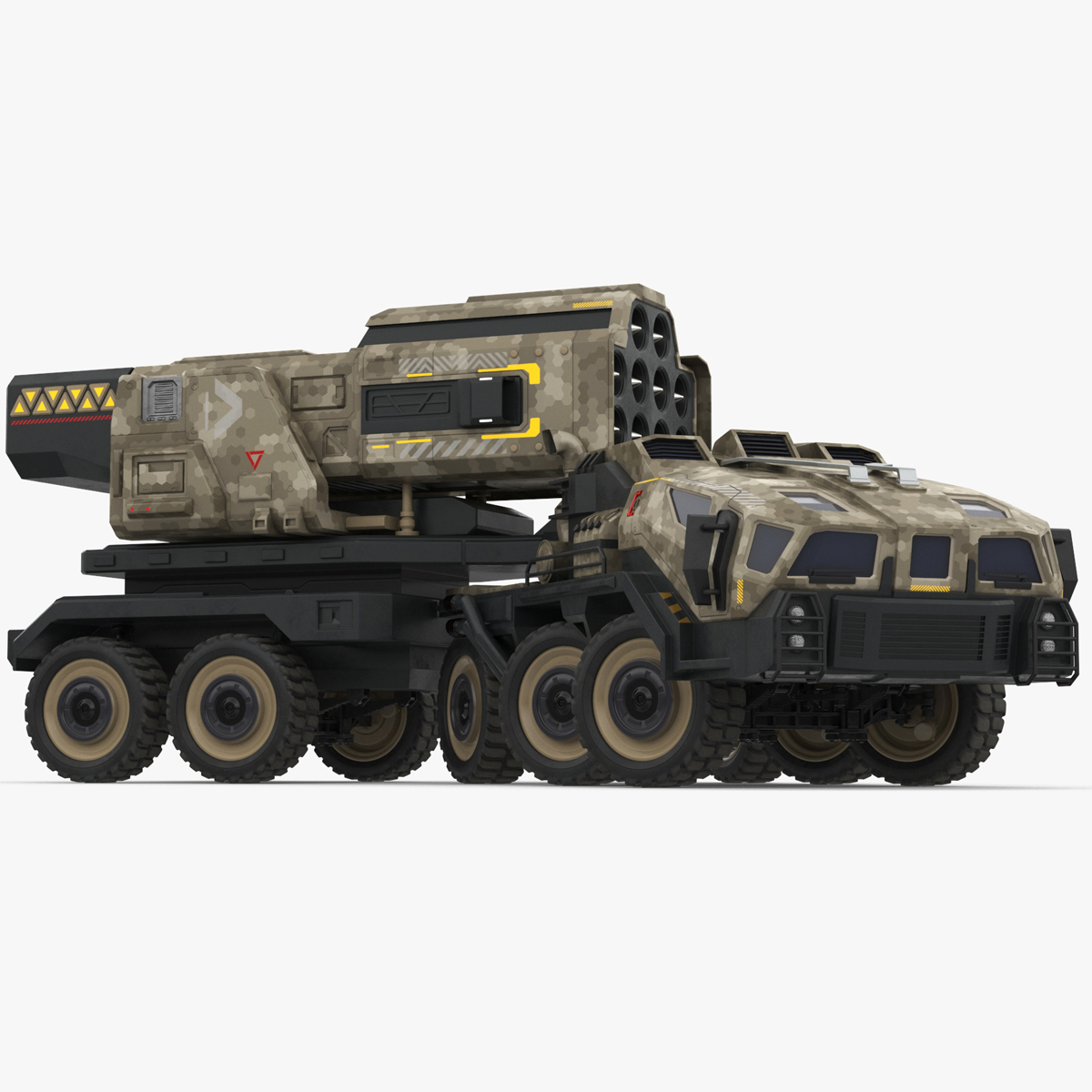 Futuristic Military Rocket Launcher Truck Rigged for Maya 3D