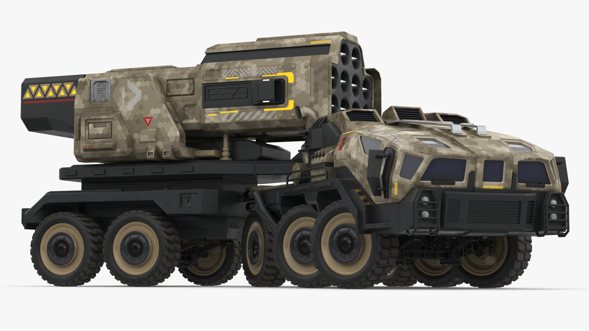 Futuristic Military Rocket Launcher Truck Rigged for Maya 3D