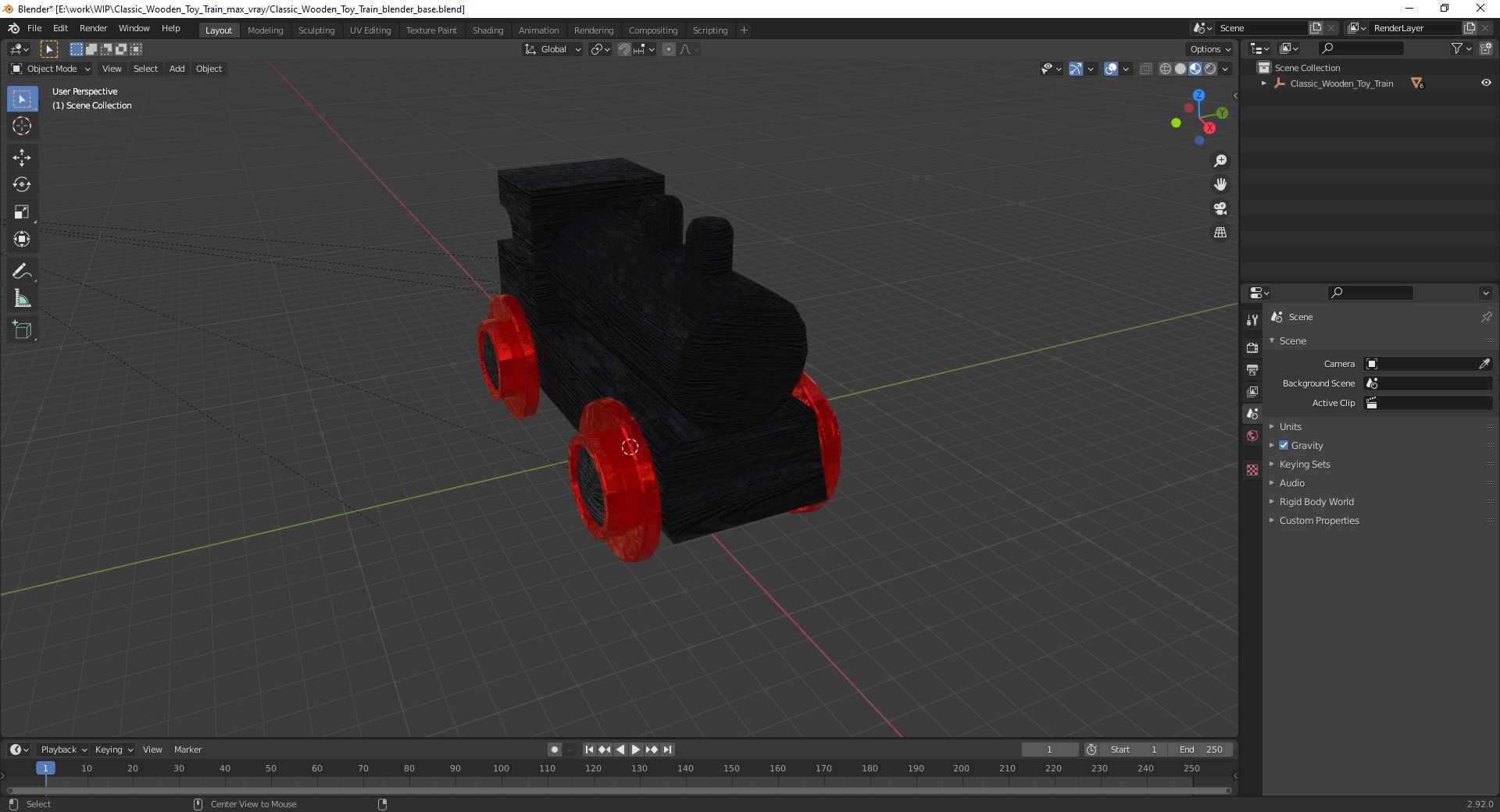 Classic Wooden Toy Train 3D model