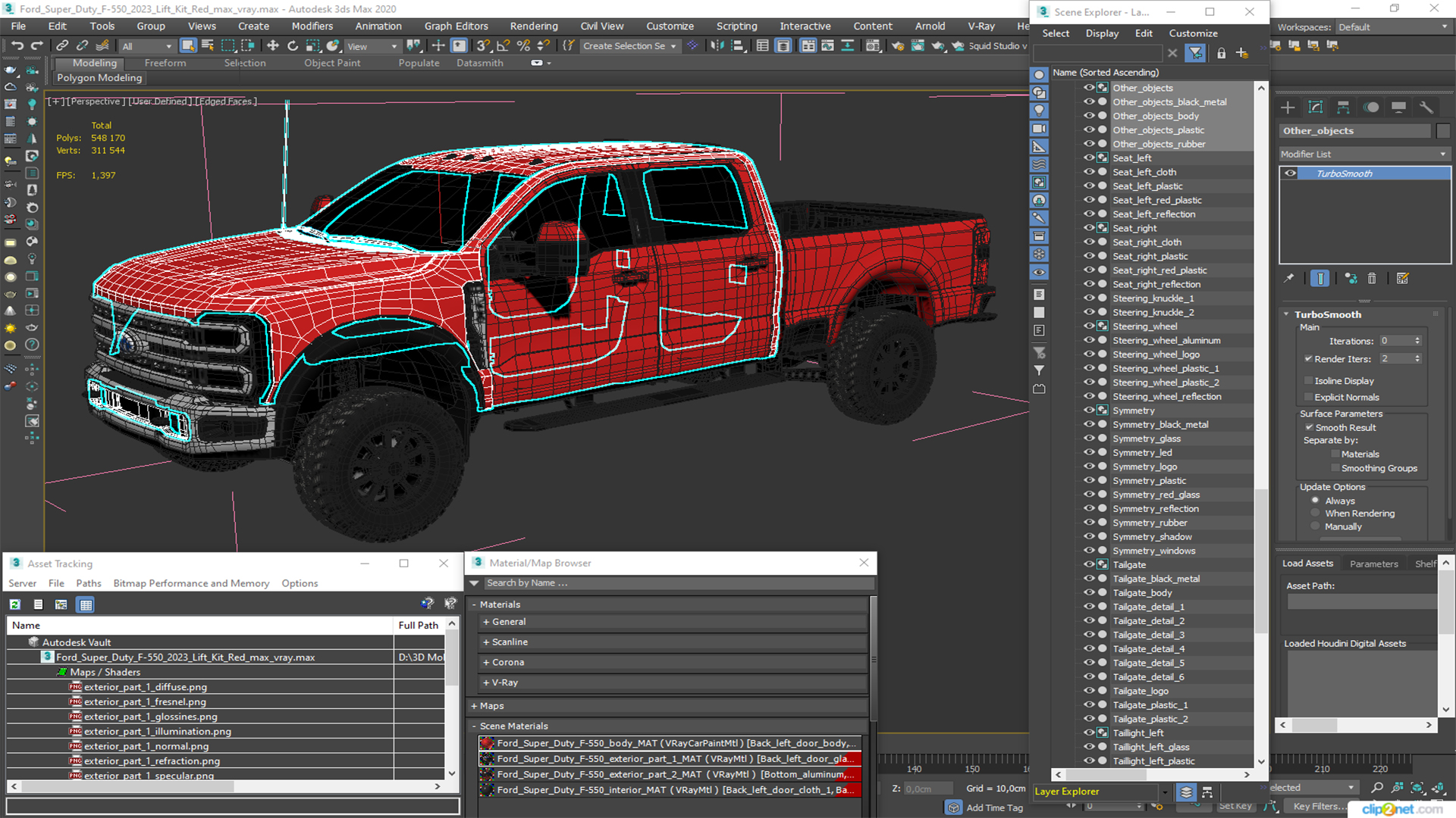 Ford Super Duty F-550 2023 Lift Kit Red 3D model