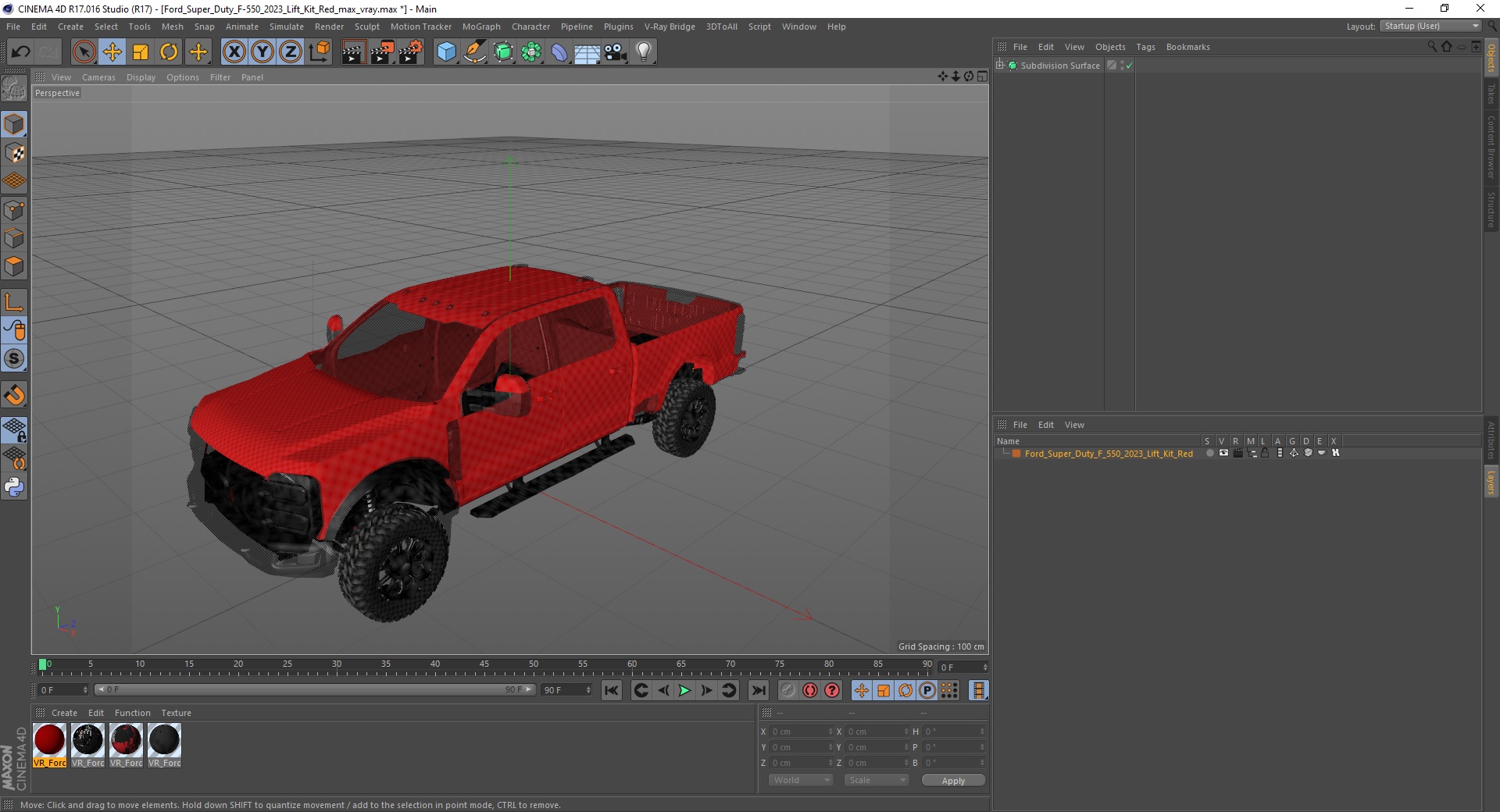 Ford Super Duty F-550 2023 Lift Kit Red 3D model
