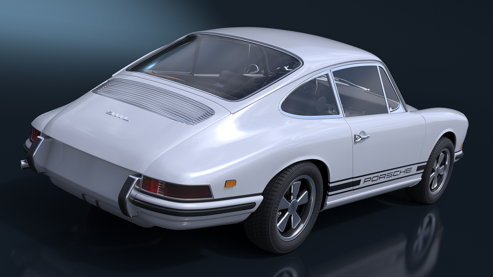 White Porsche 911 1968 3D