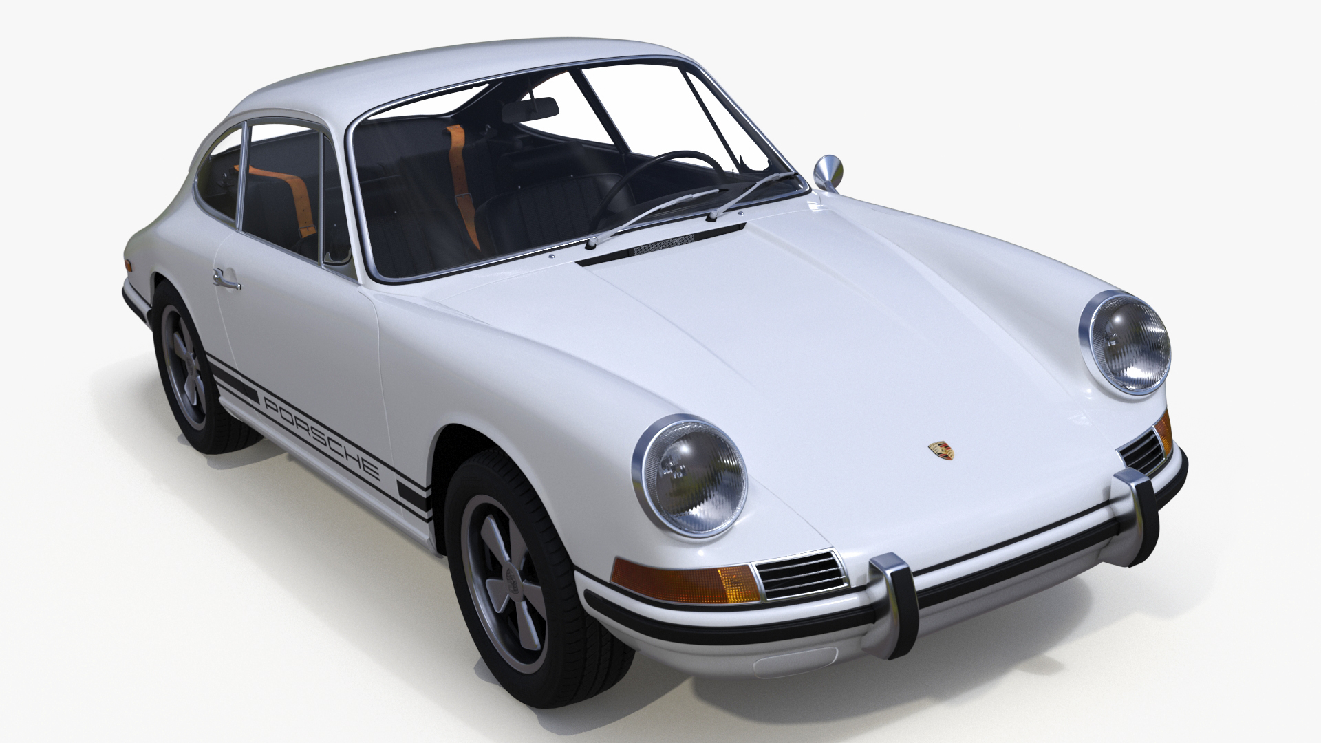 White Porsche 911 1968 3D