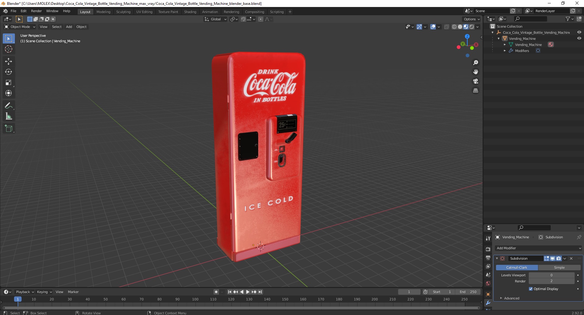 3D model Coca Cola Vintage Bottle Vending Machine