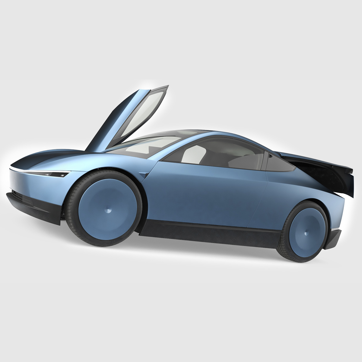 3D Electric Coupe Vehicle Blue Rigged for Cinema 4D model