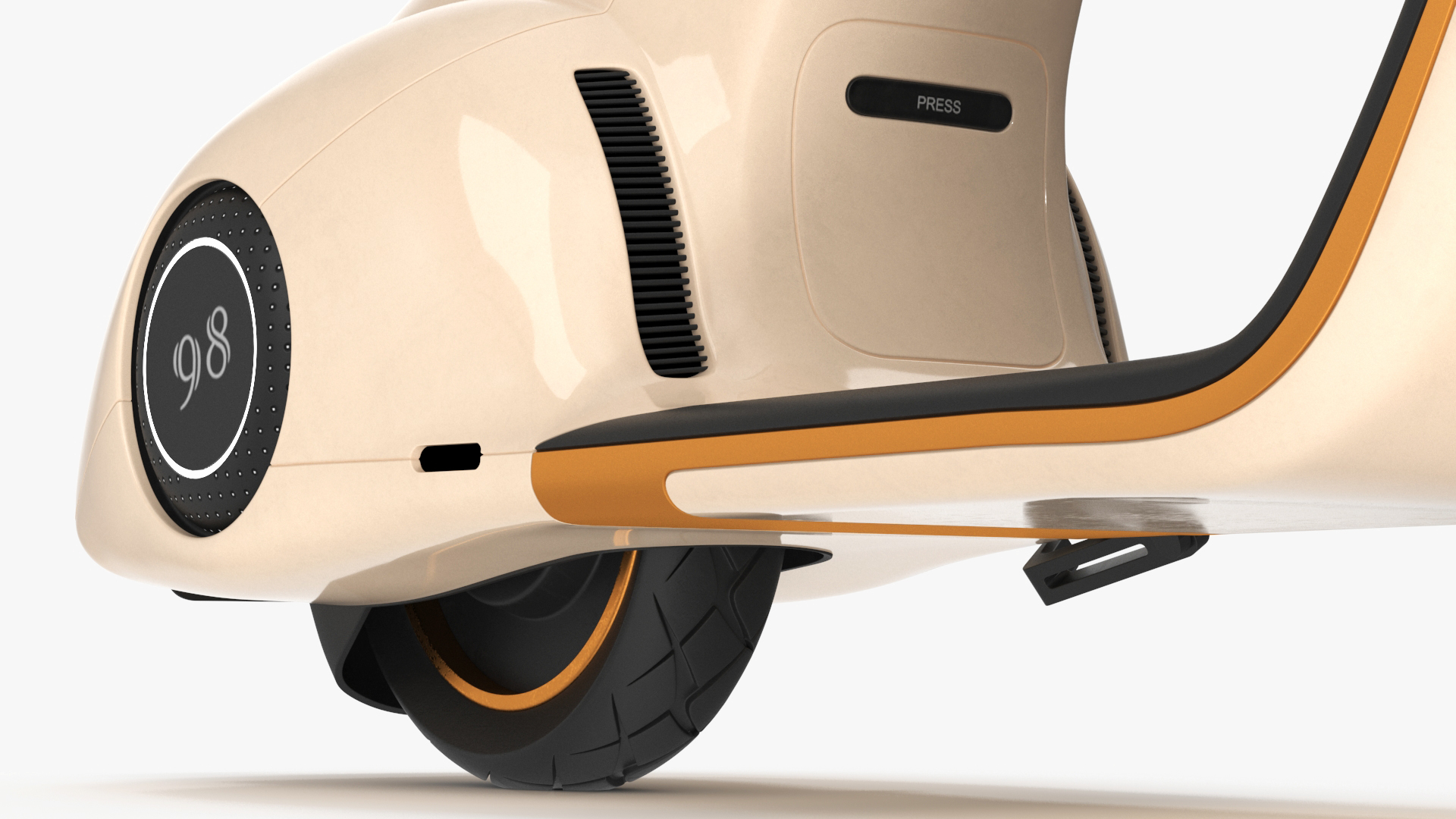 3D Beige Electric Scooter Vespa 98 Lights On