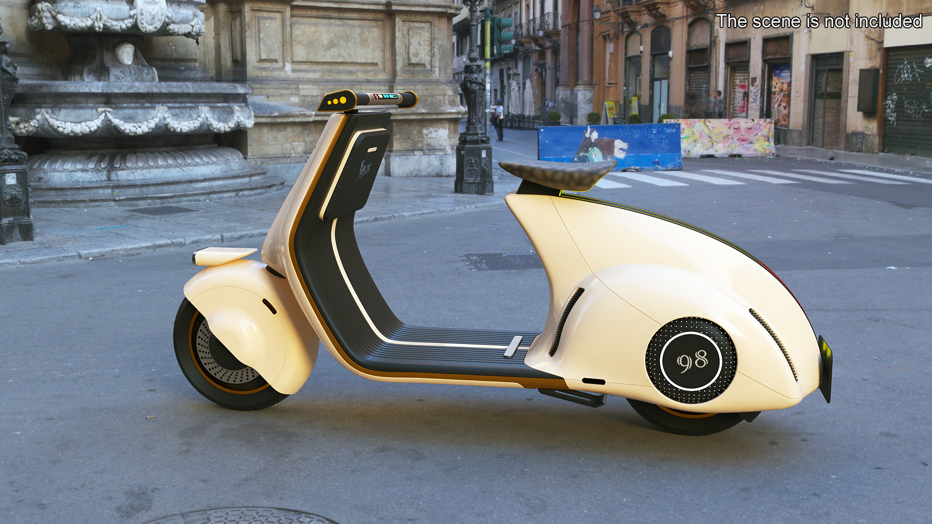 3D Beige Electric Scooter Vespa 98 Lights On