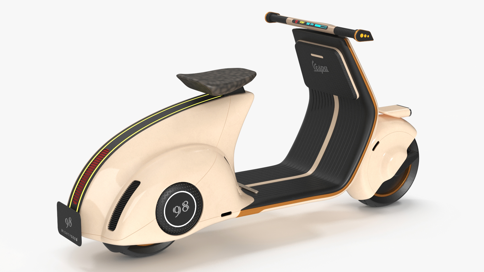 3D Beige Electric Scooter Vespa 98 Lights On