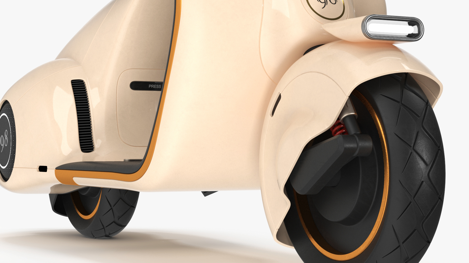 3D Beige Electric Scooter Vespa 98 Lights On