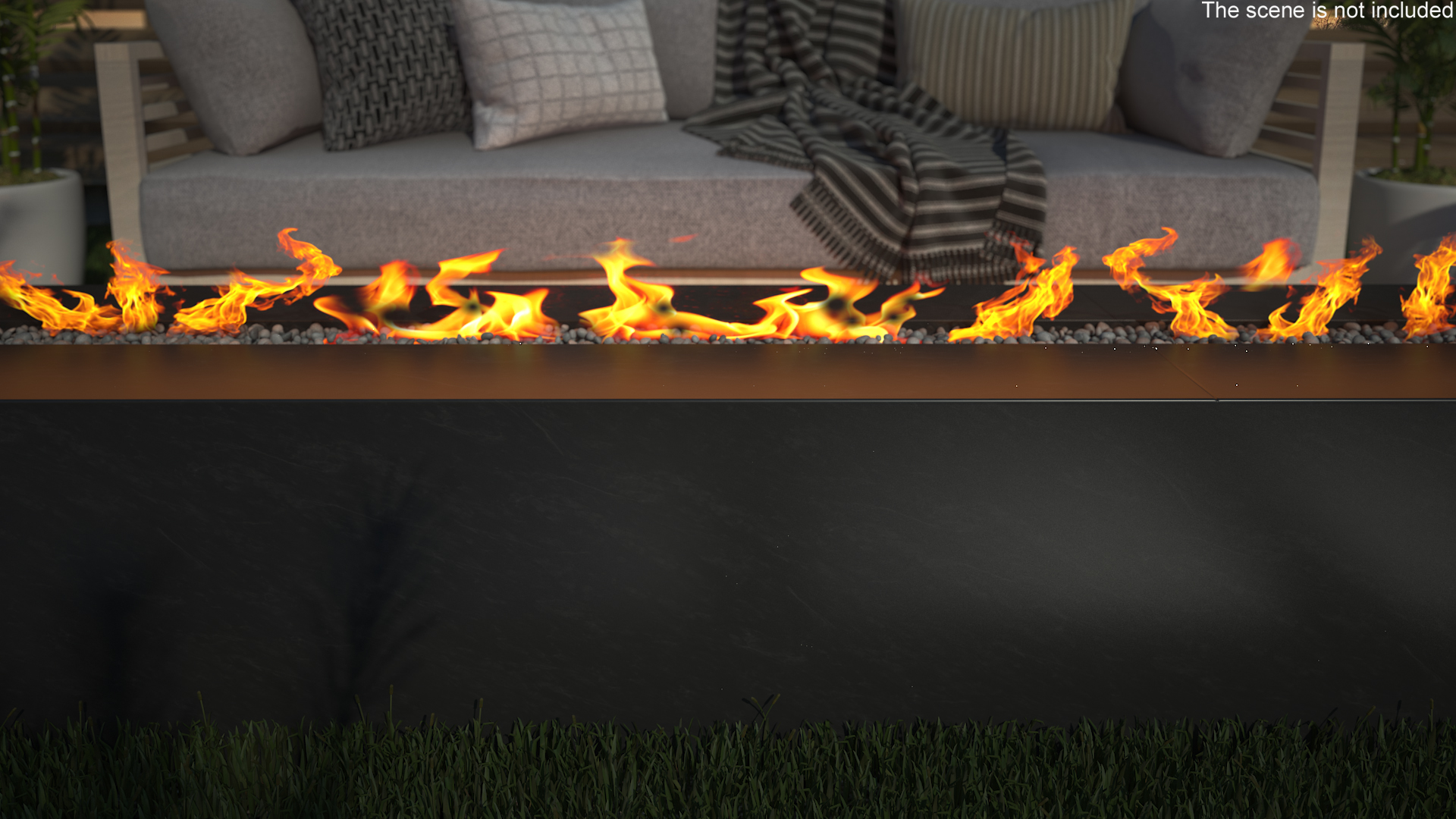 Gas Fire Pit Rectangular Marble Black 3D