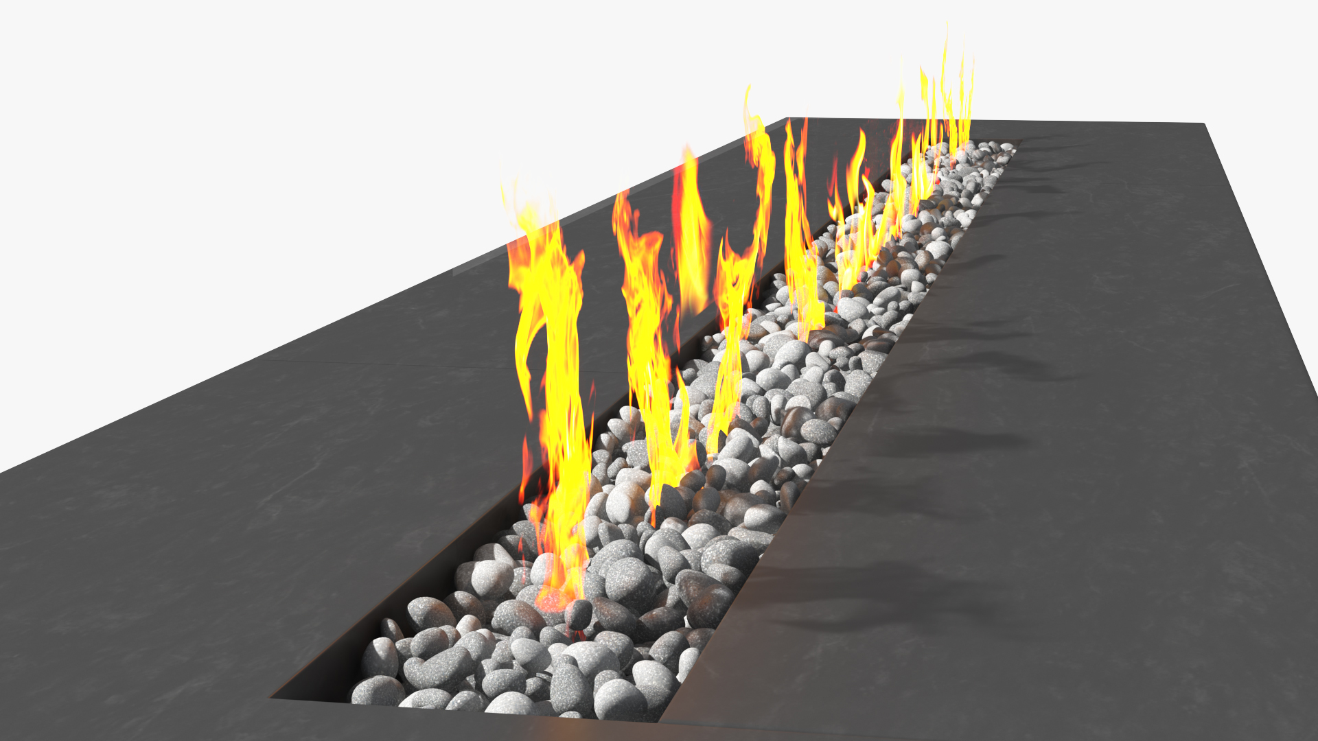 Gas Fire Pit Rectangular Marble Black 3D