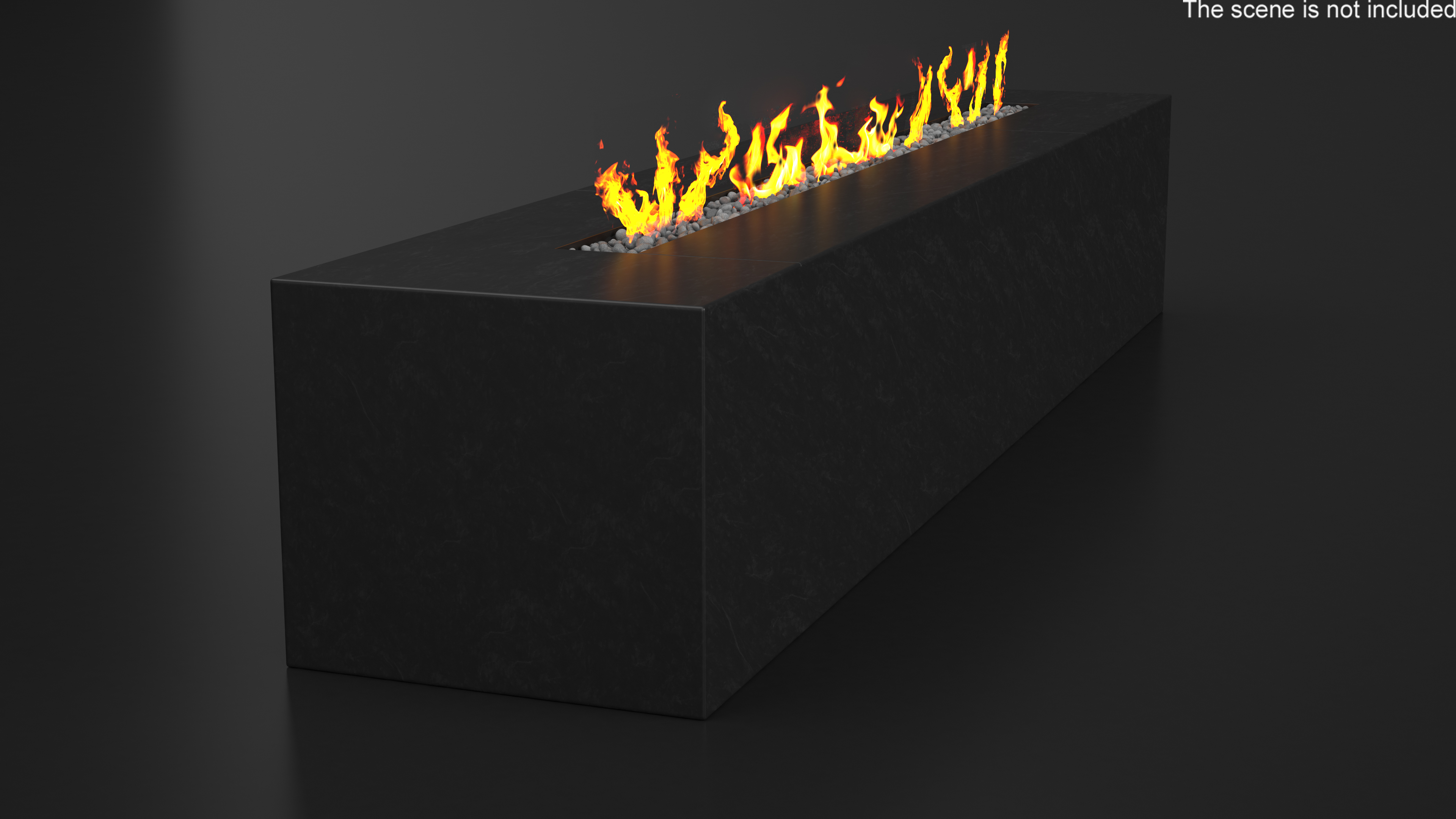 Gas Fire Pit Rectangular Marble Black 3D