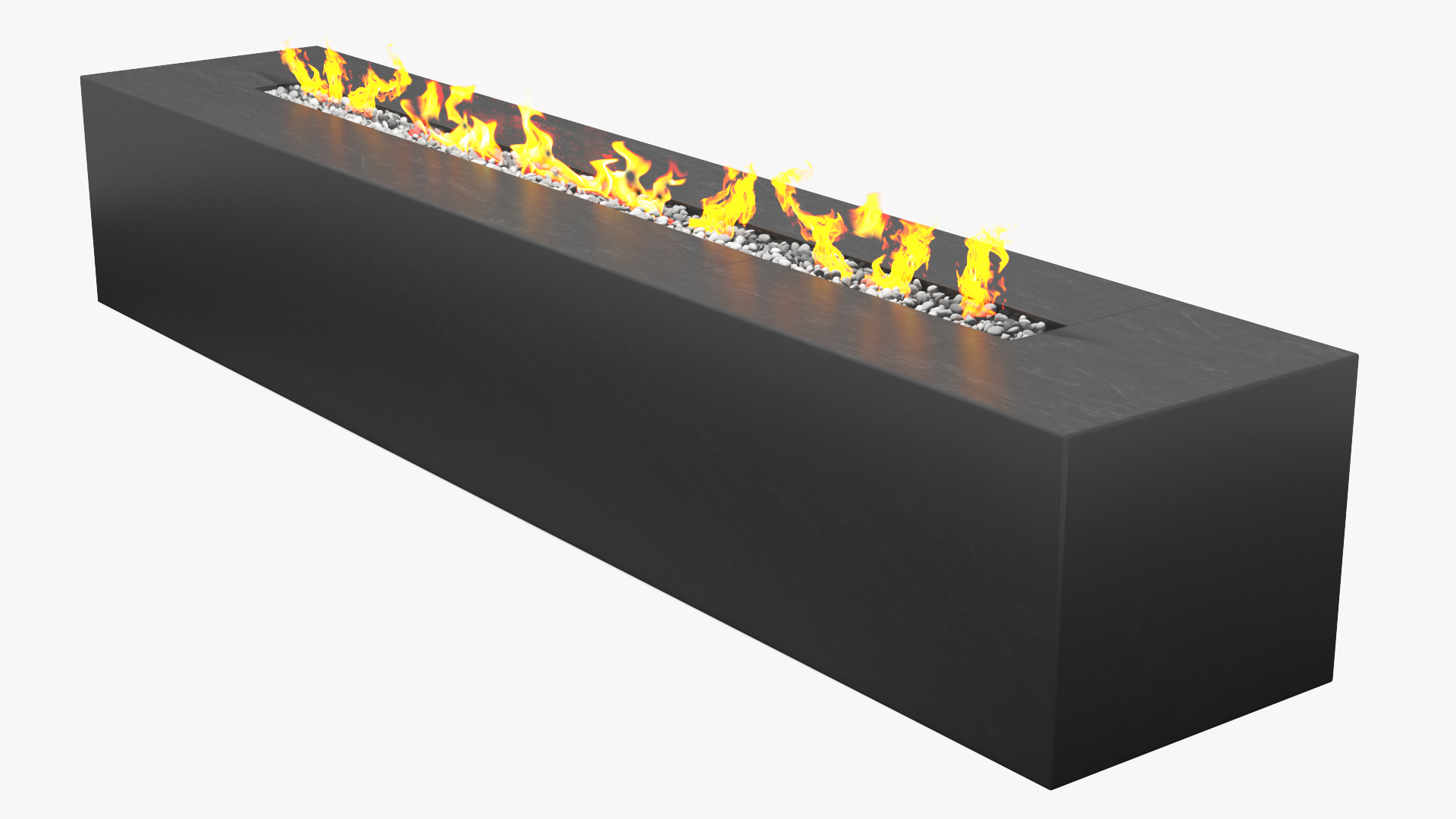 Gas Fire Pit Rectangular Marble Black 3D