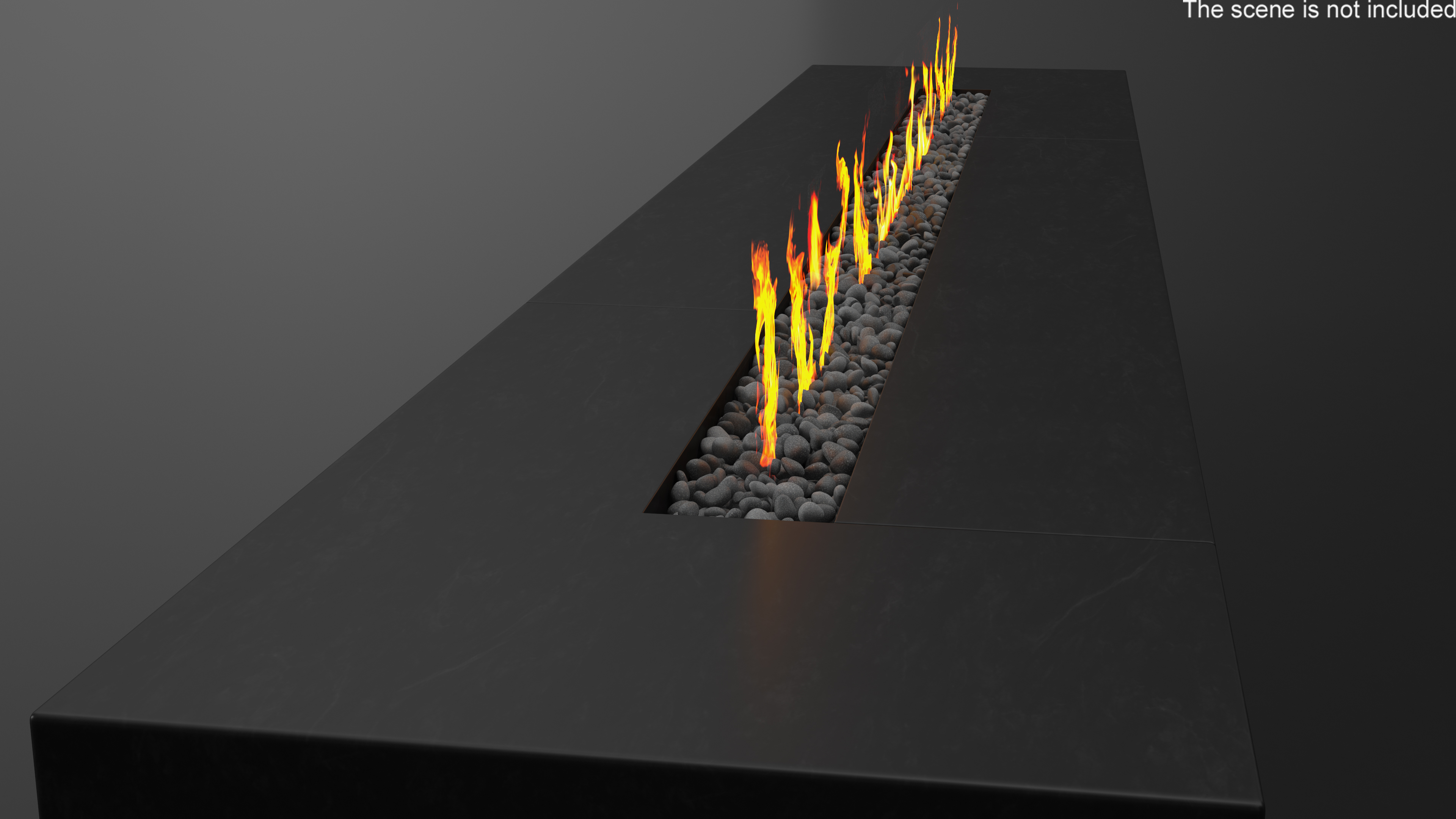 Gas Fire Pit Rectangular Marble Black 3D