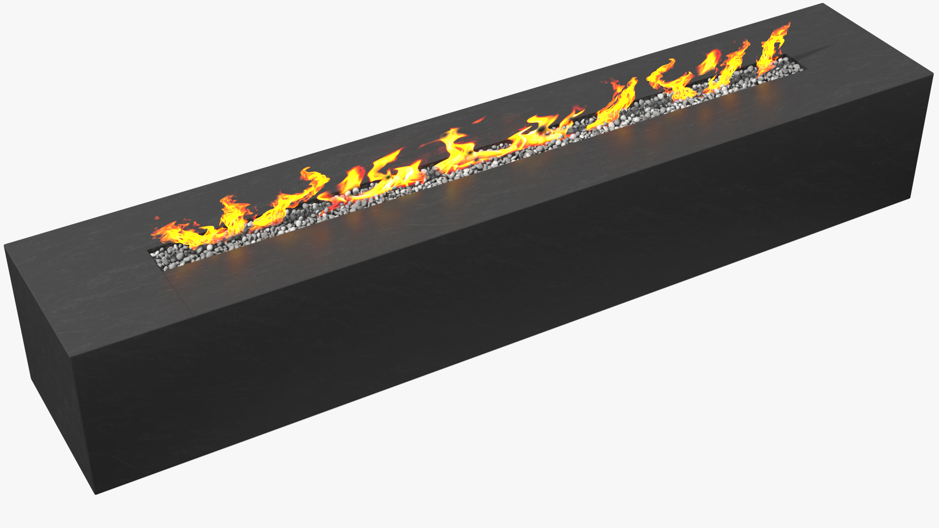 Gas Fire Pit Rectangular Marble Black 3D