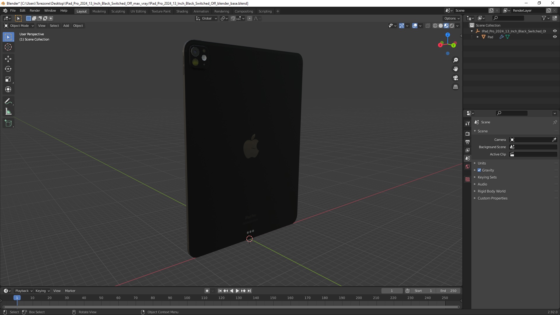 3D model IPad Pro 2024 13 Inch Black Switched Off