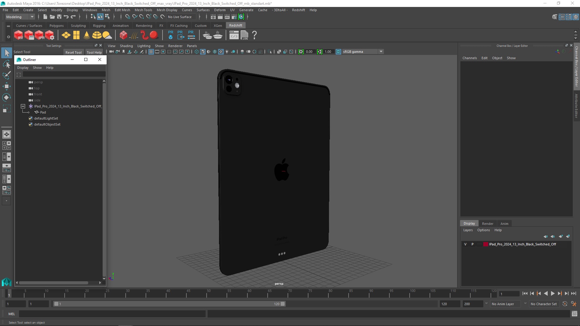 3D model IPad Pro 2024 13 Inch Black Switched Off