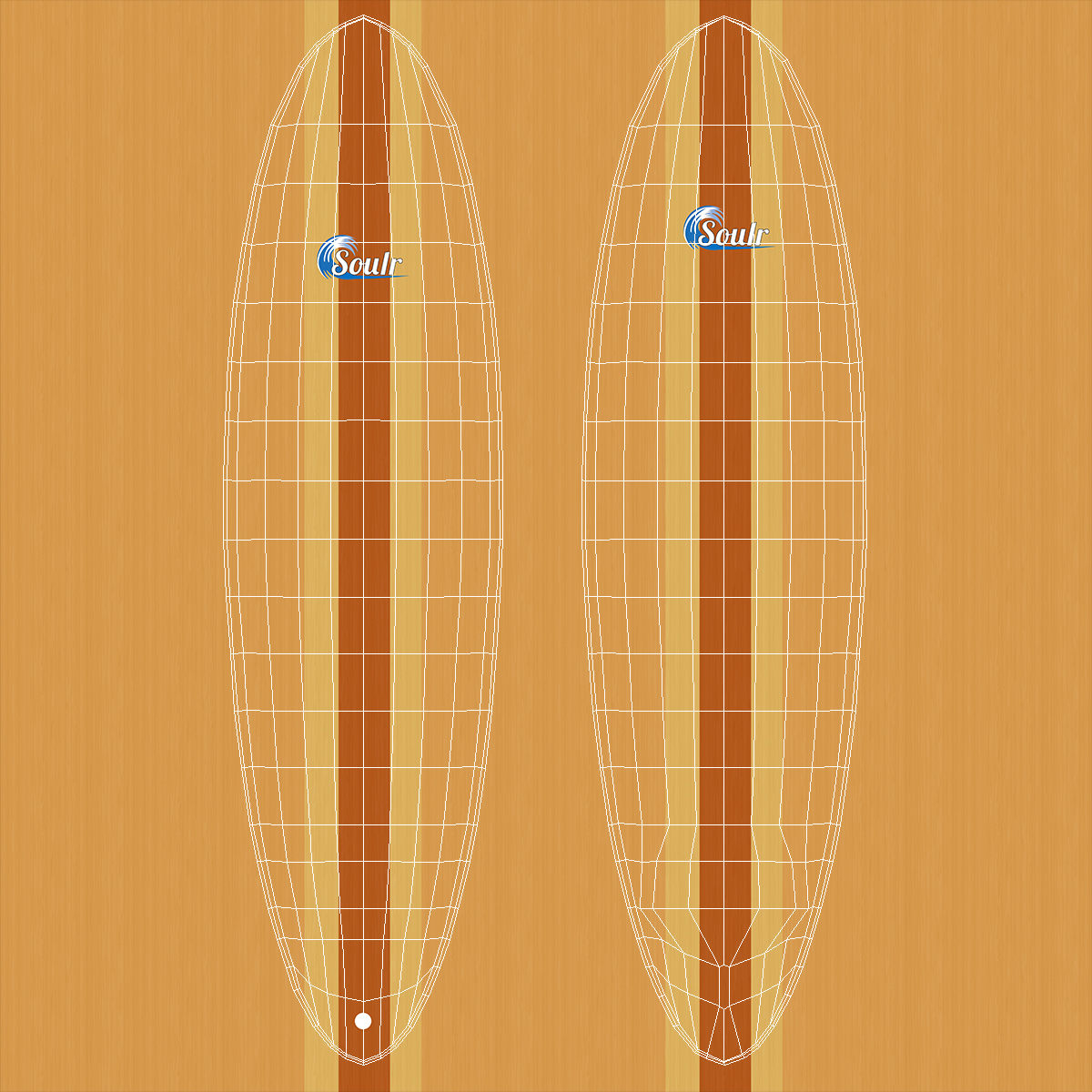 3D model Hybrid Funboard Surfboard