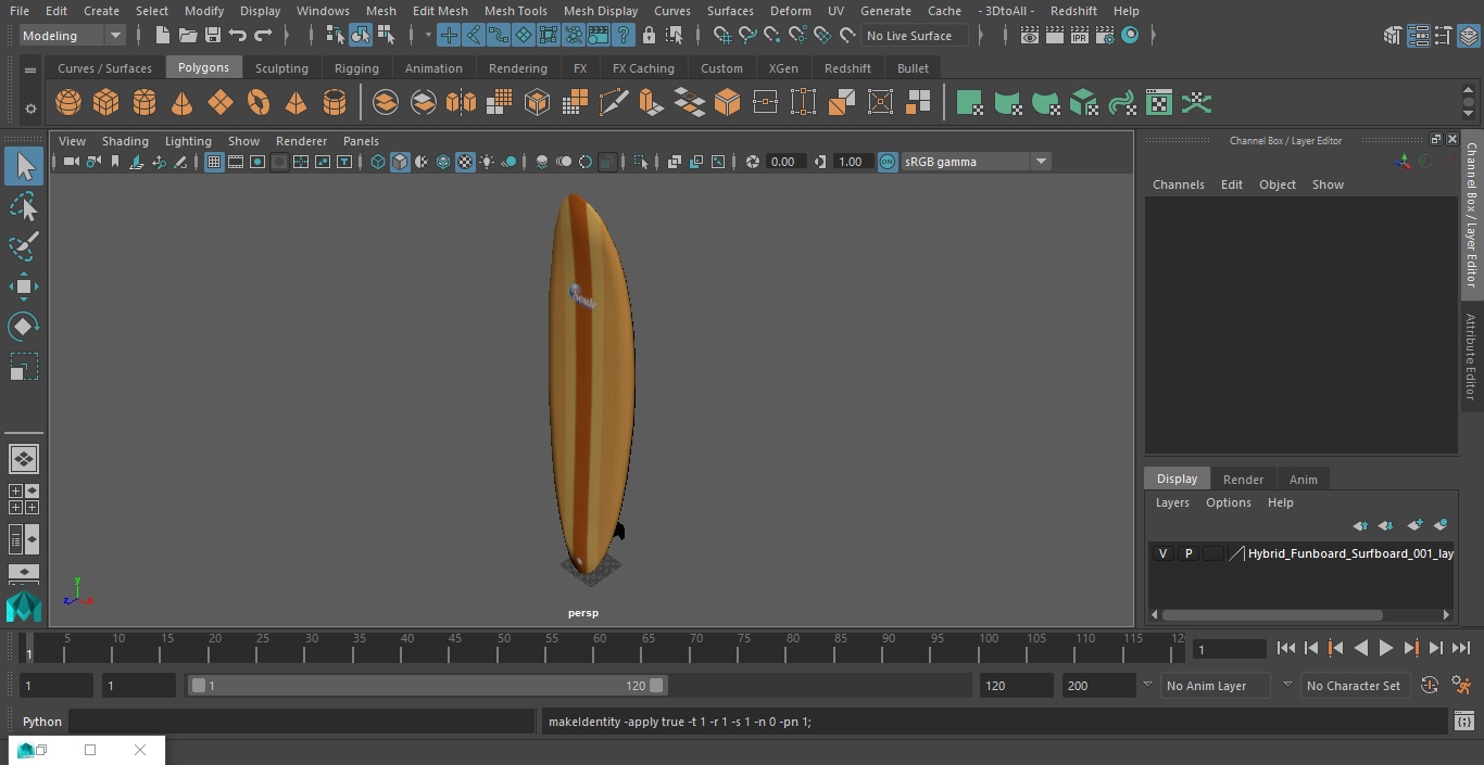 3D model Hybrid Funboard Surfboard