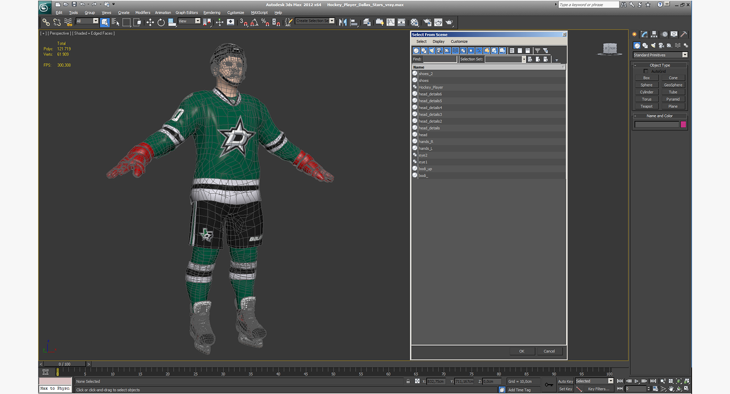 3D Hockey Player Dallas Stars