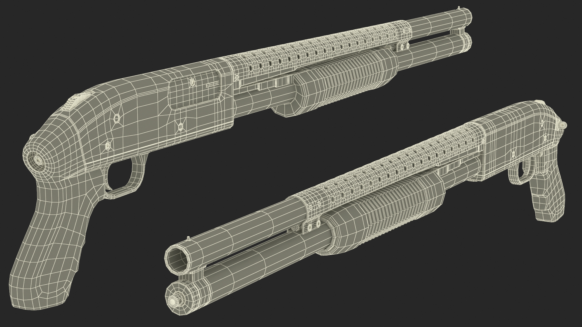 3D model Green Pump Action Shotgun