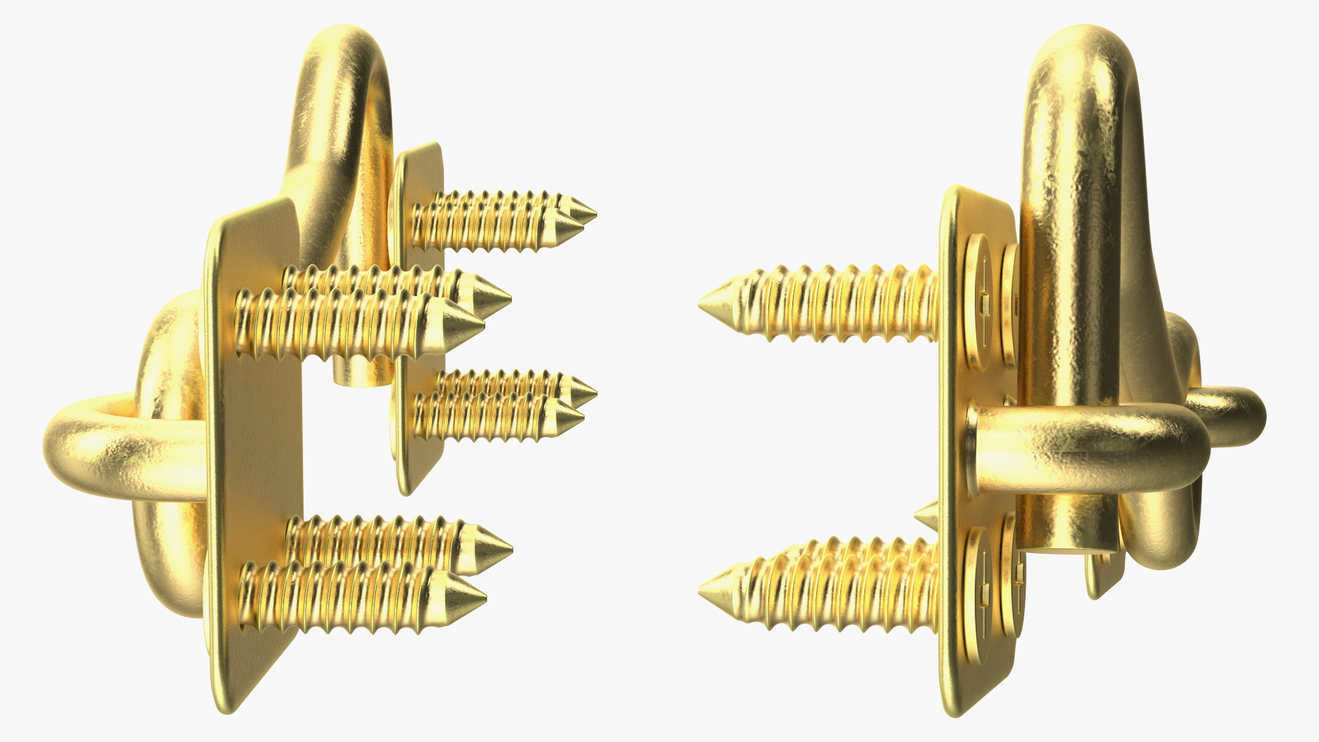 Door Hook and Eye Latch with Mounting Screws Gold 3D model