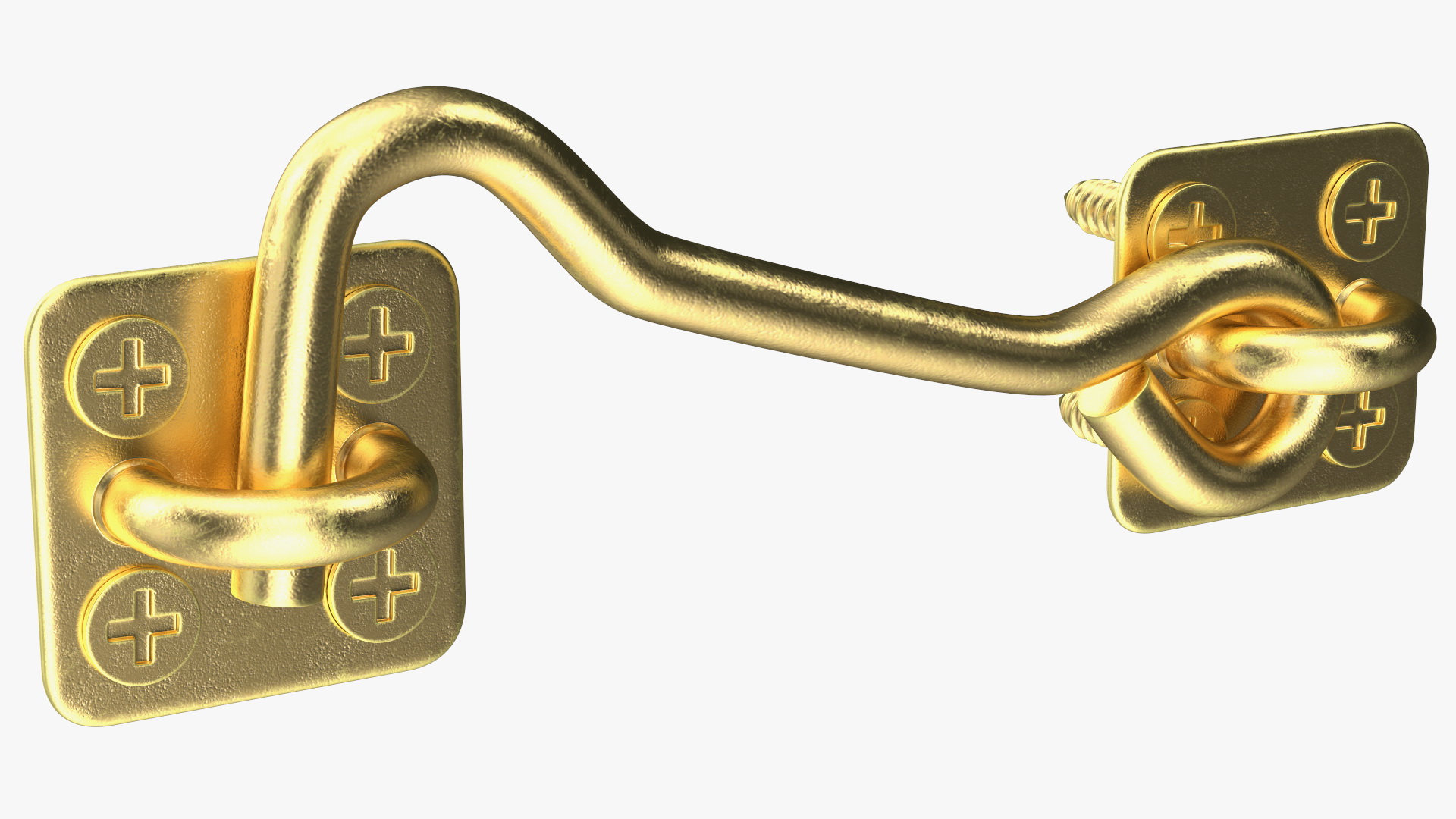 Door Hook and Eye Latch with Mounting Screws Gold 3D model