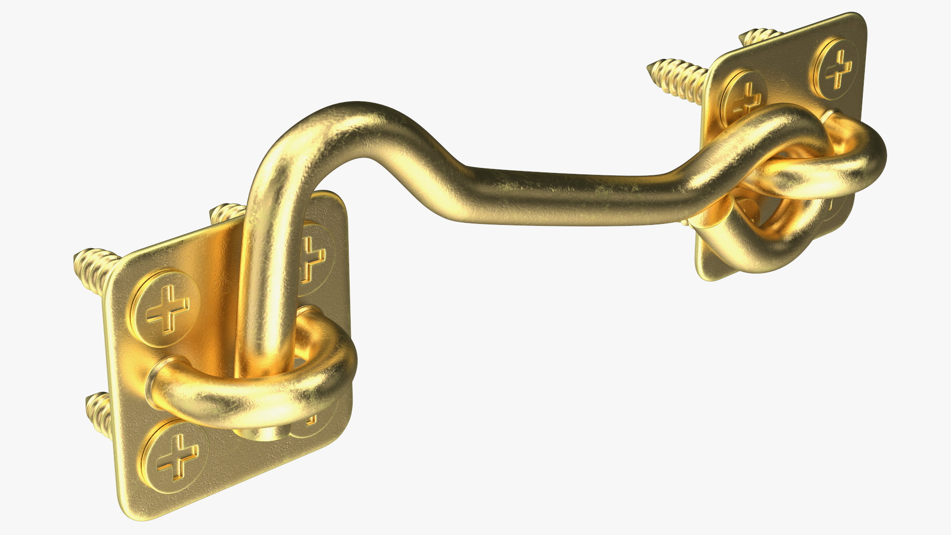 Door Hook and Eye Latch with Mounting Screws Gold 3D model