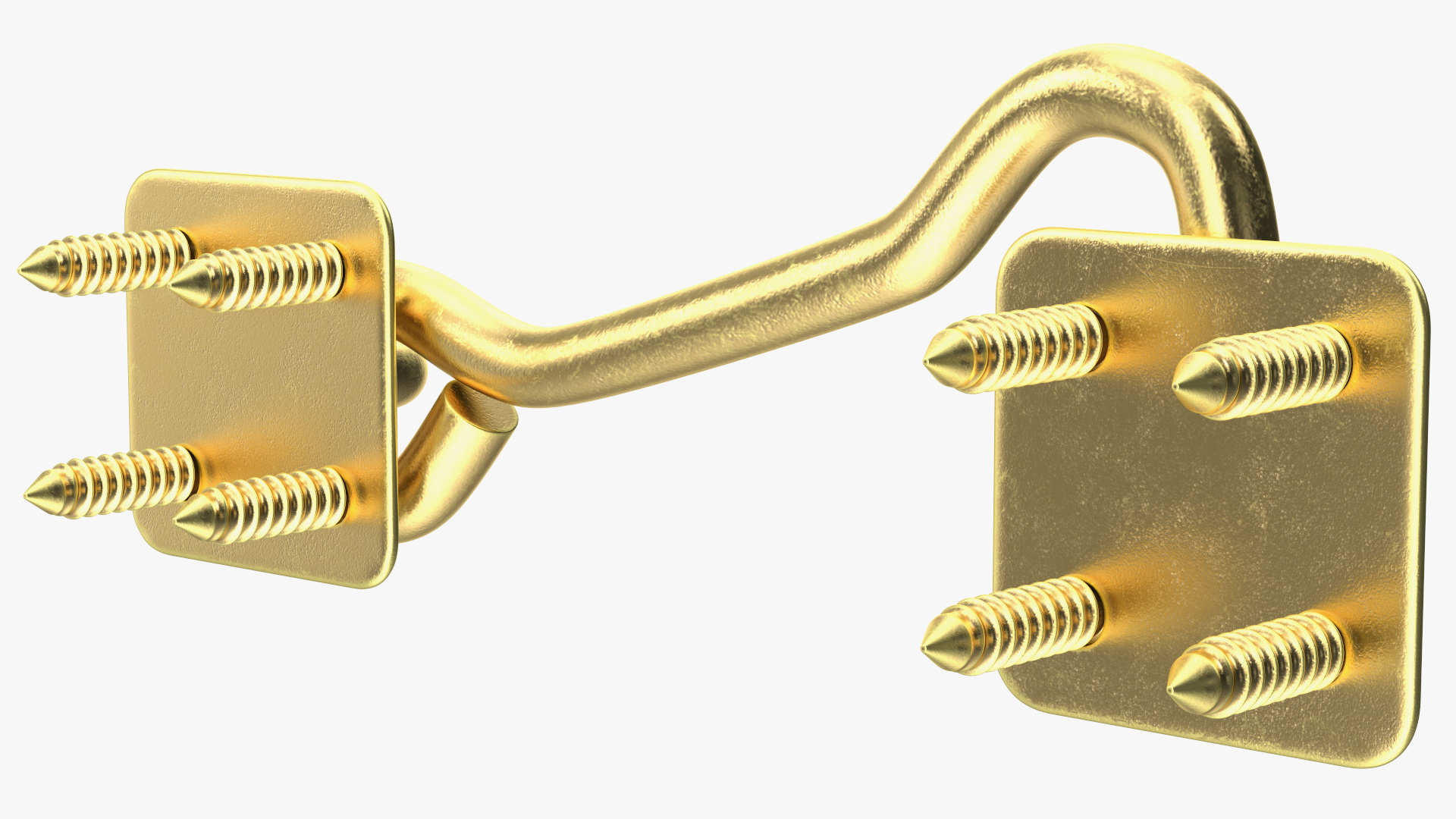 Door Hook and Eye Latch with Mounting Screws Gold 3D model