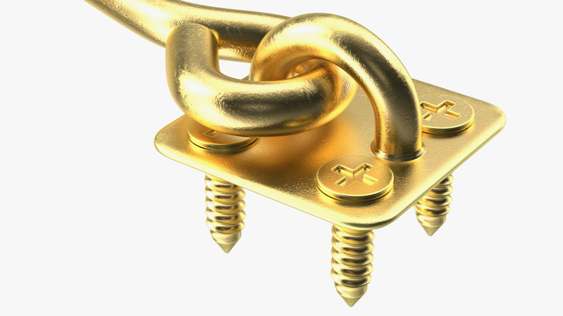 Door Hook and Eye Latch with Mounting Screws Gold 3D model