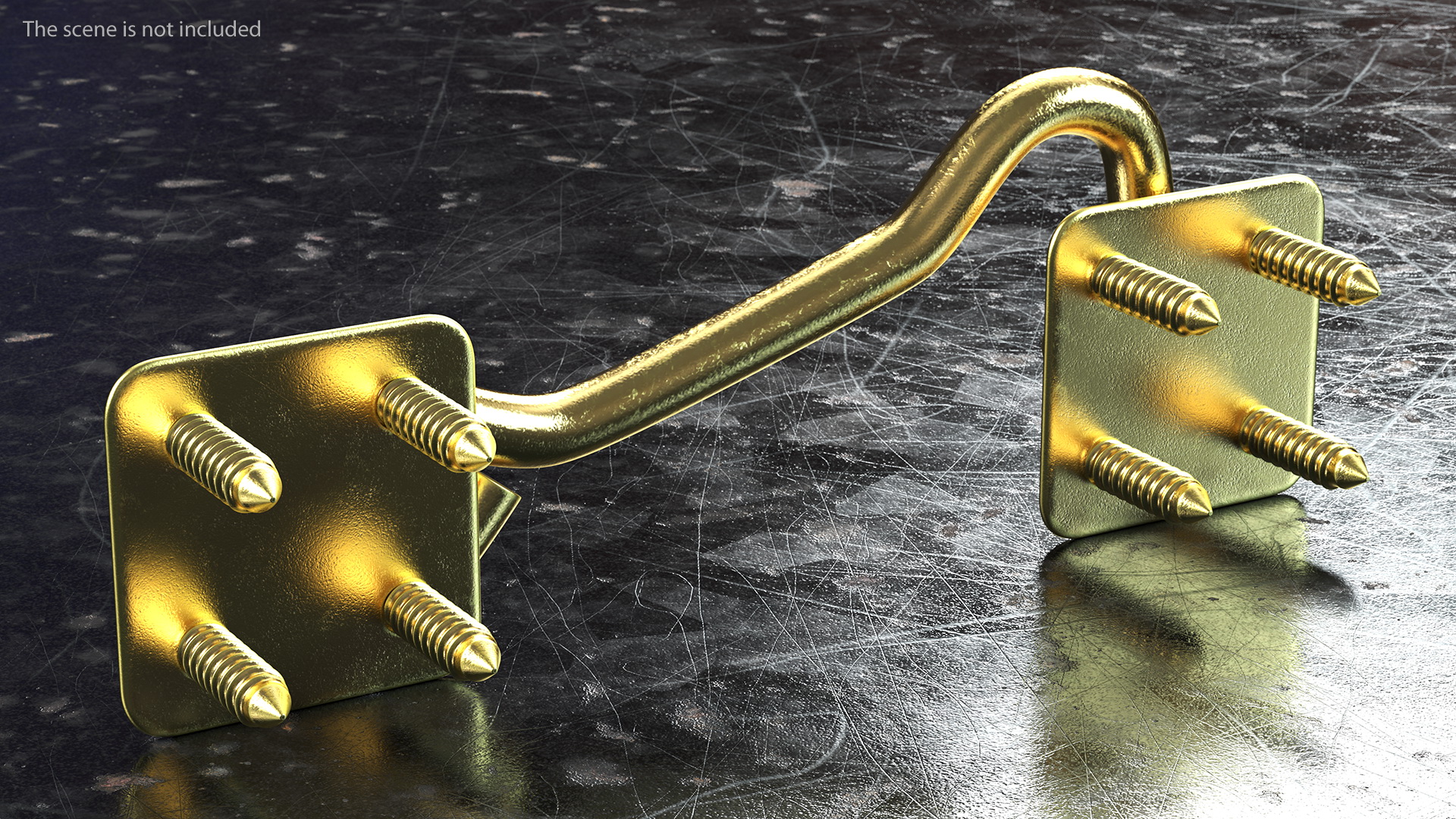 Door Hook and Eye Latch with Mounting Screws Gold 3D model