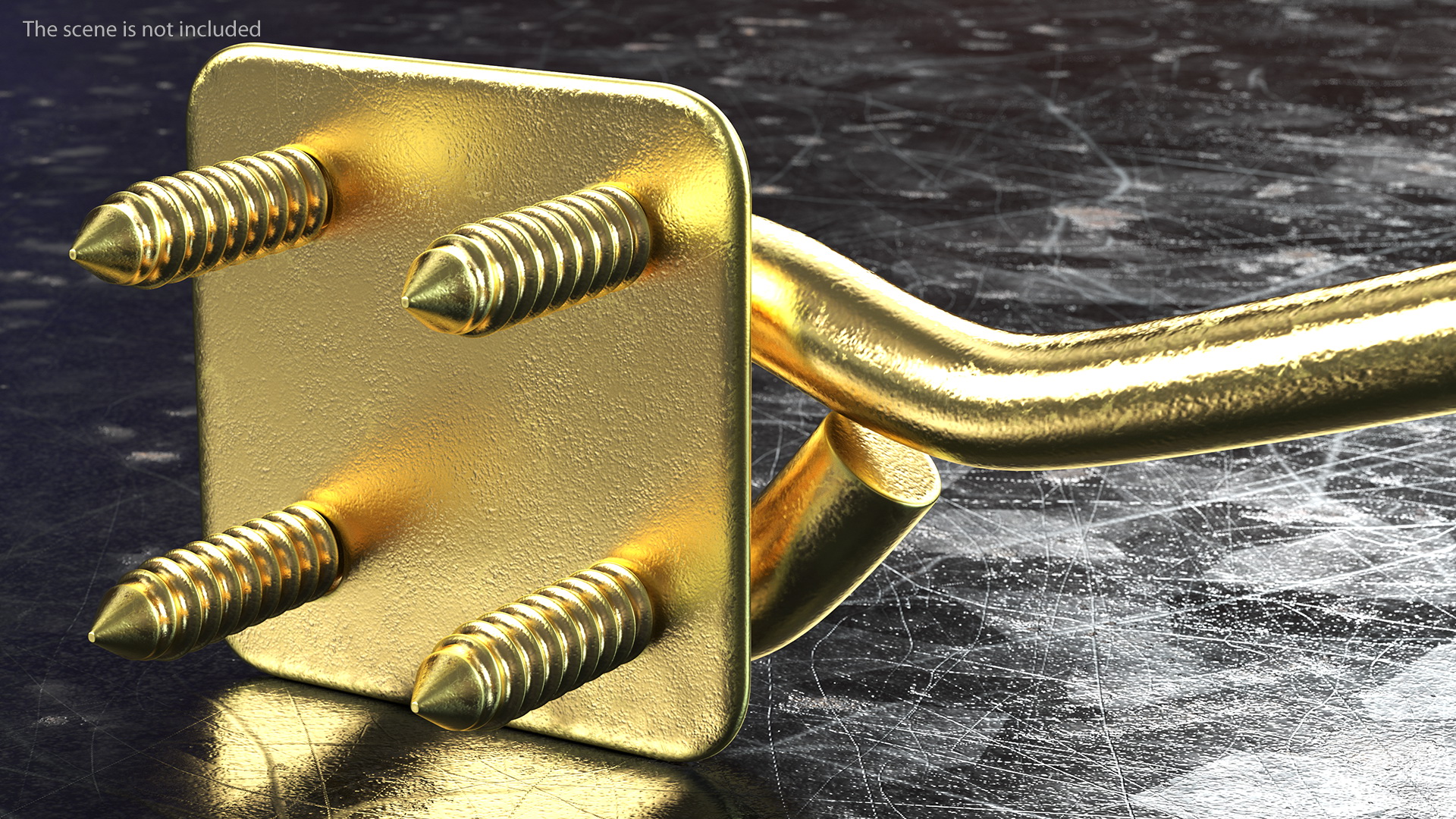 Door Hook and Eye Latch with Mounting Screws Gold 3D model