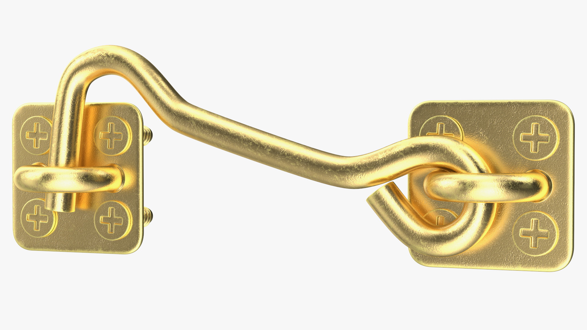 Door Hook and Eye Latch with Mounting Screws Gold 3D model