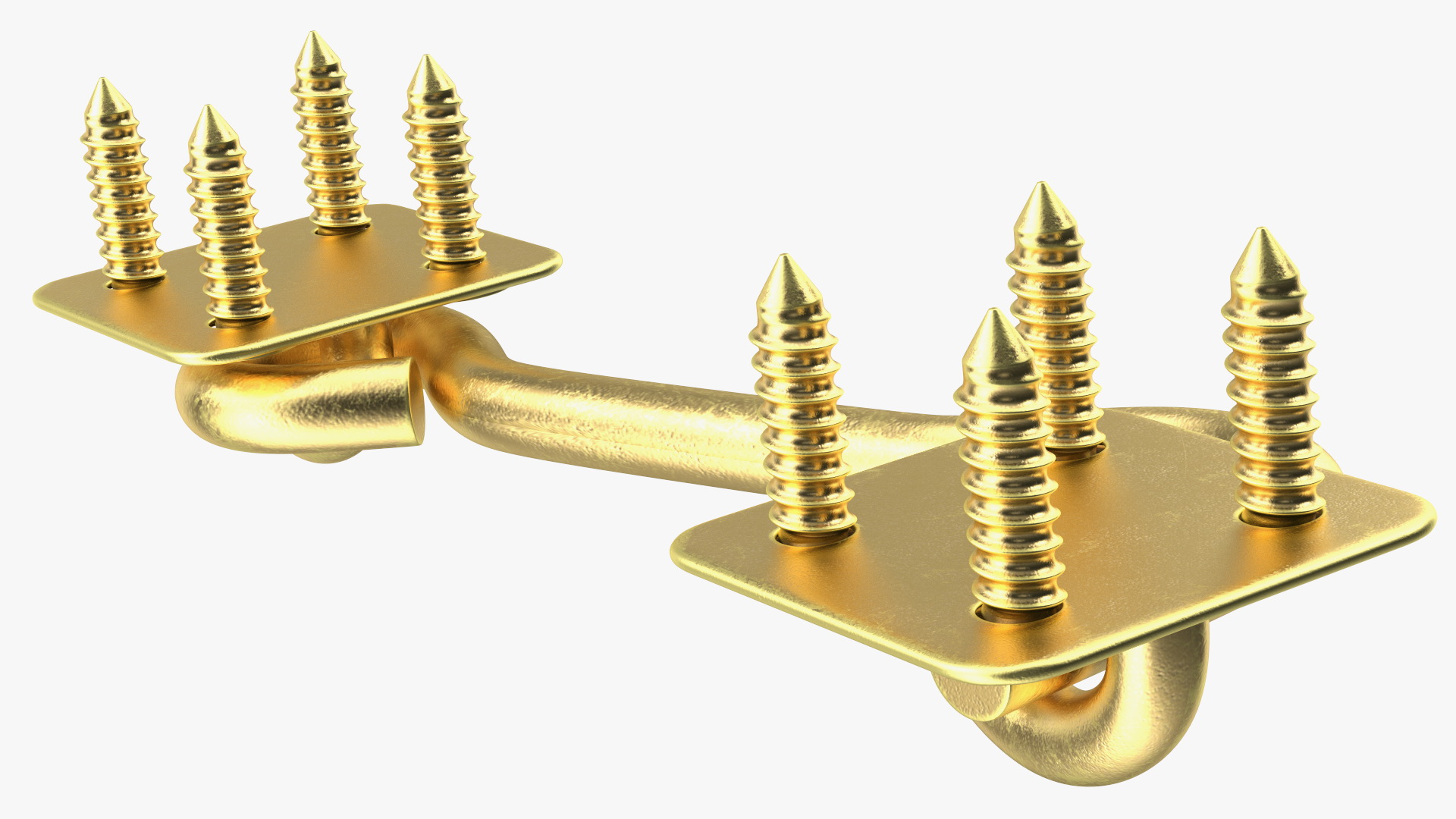 Door Hook and Eye Latch with Mounting Screws Gold 3D model
