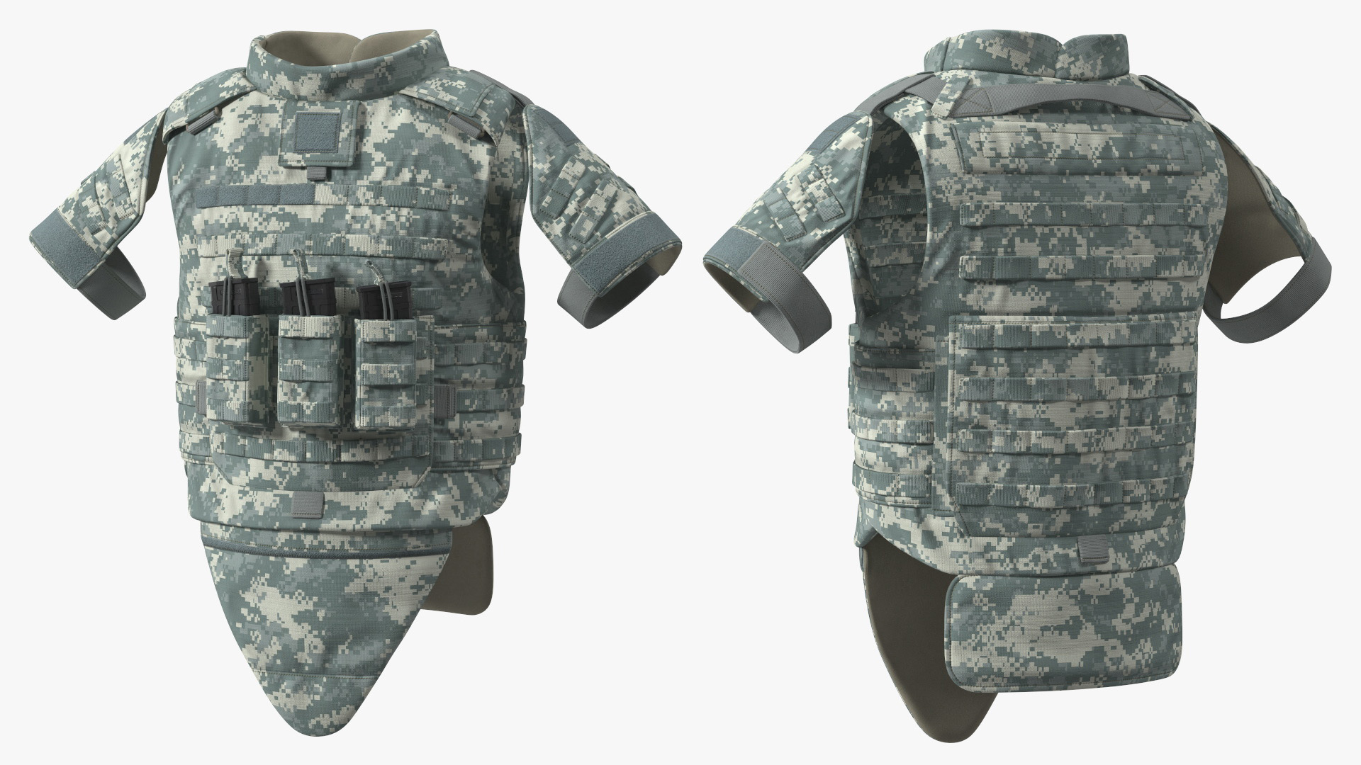 Tactical Military Vest Grey Camo 3D