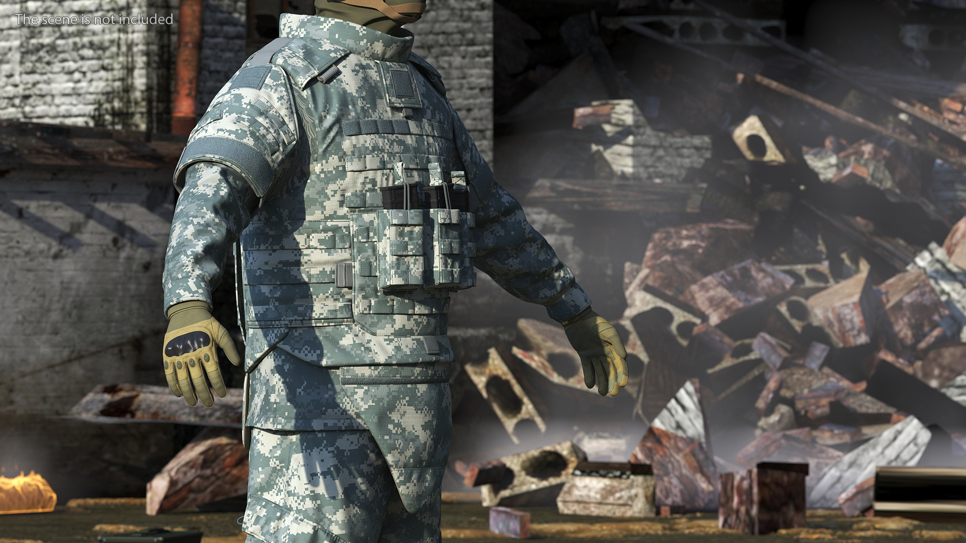 Tactical Military Vest Grey Camo 3D