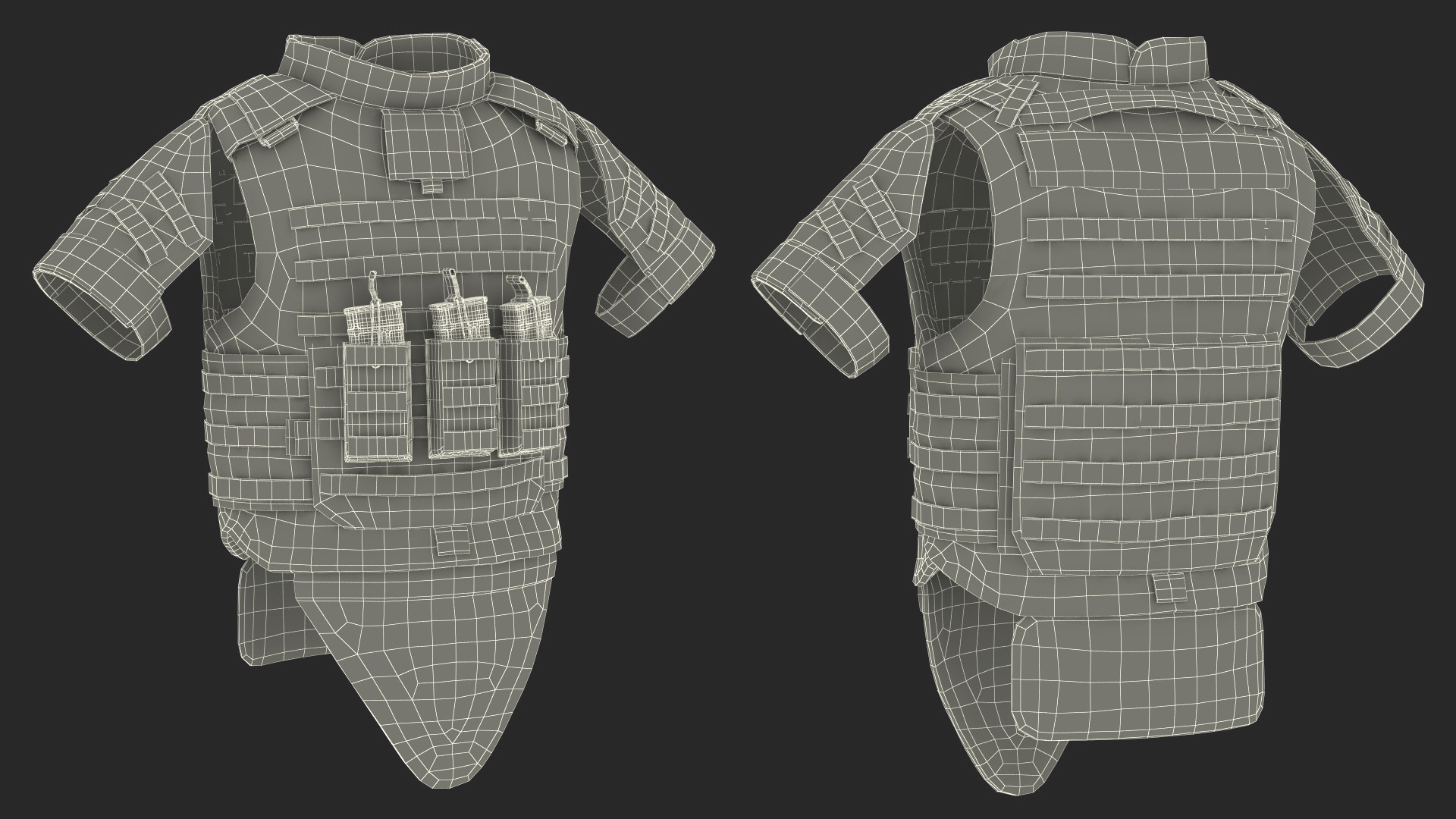 Tactical Military Vest Grey Camo 3D