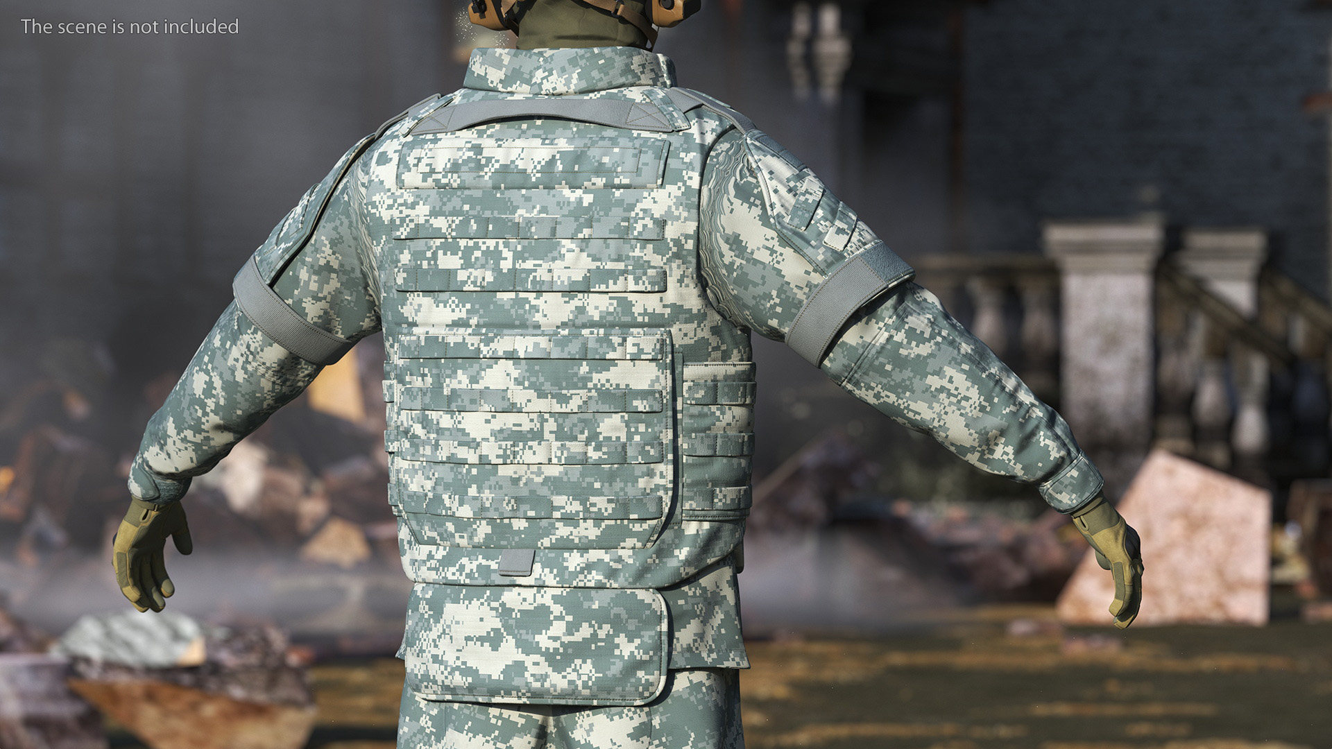Tactical Military Vest Grey Camo 3D