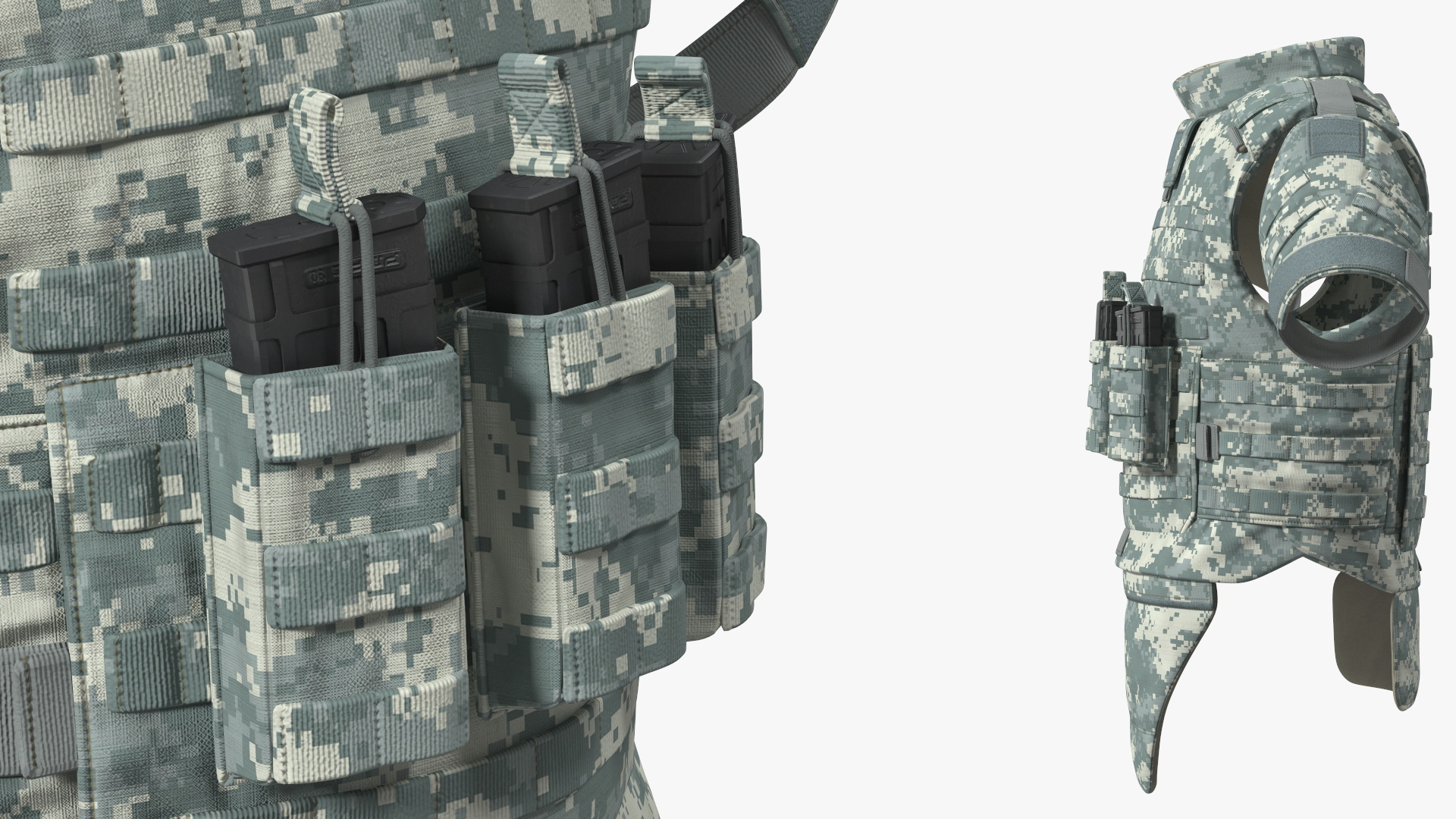 Tactical Military Vest Grey Camo 3D