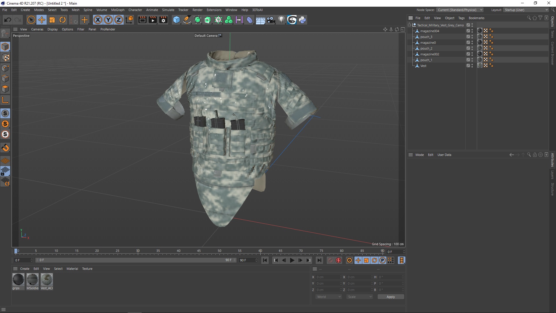 Tactical Military Vest Grey Camo 3D