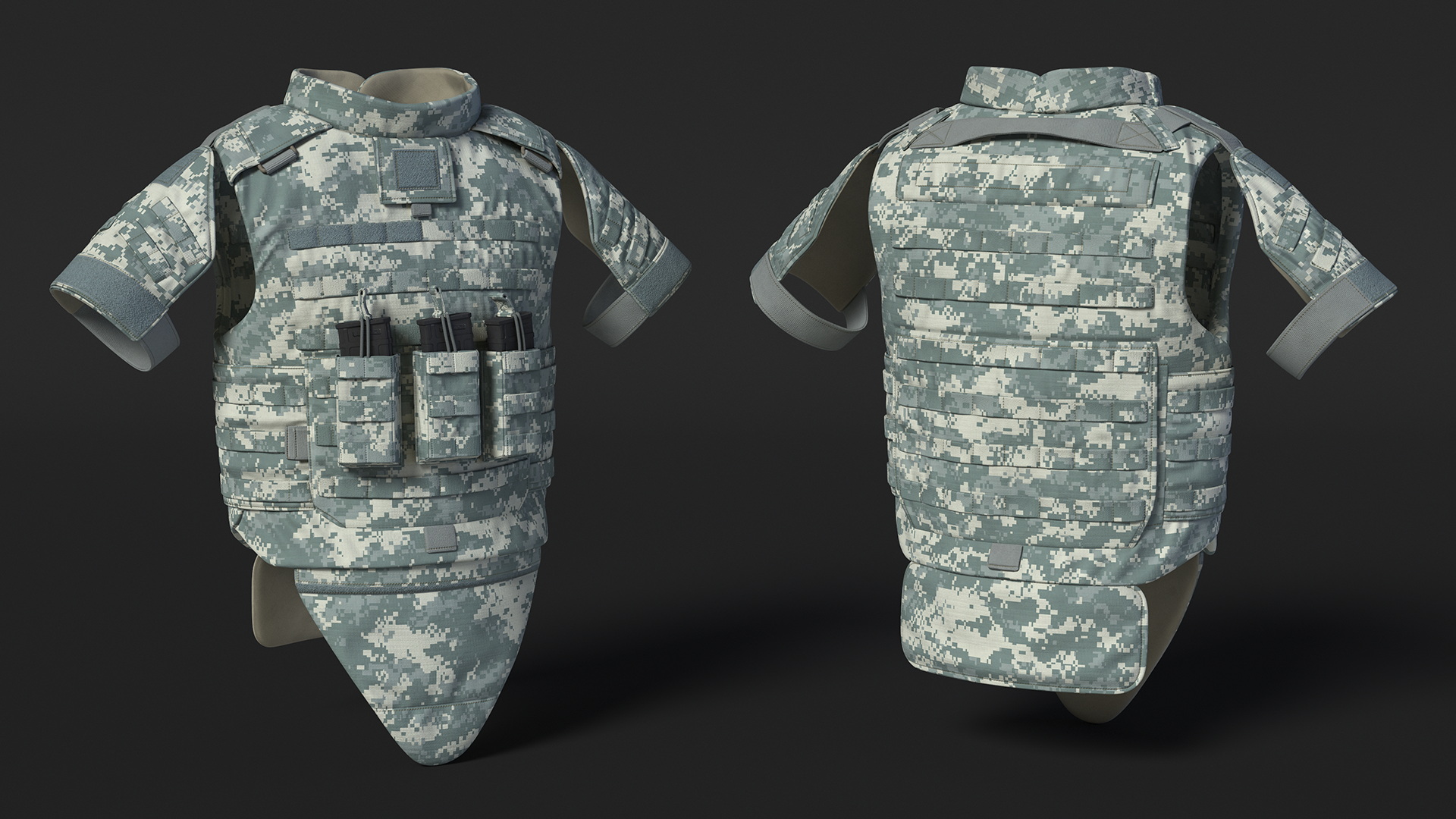 Tactical Military Vest Grey Camo 3D