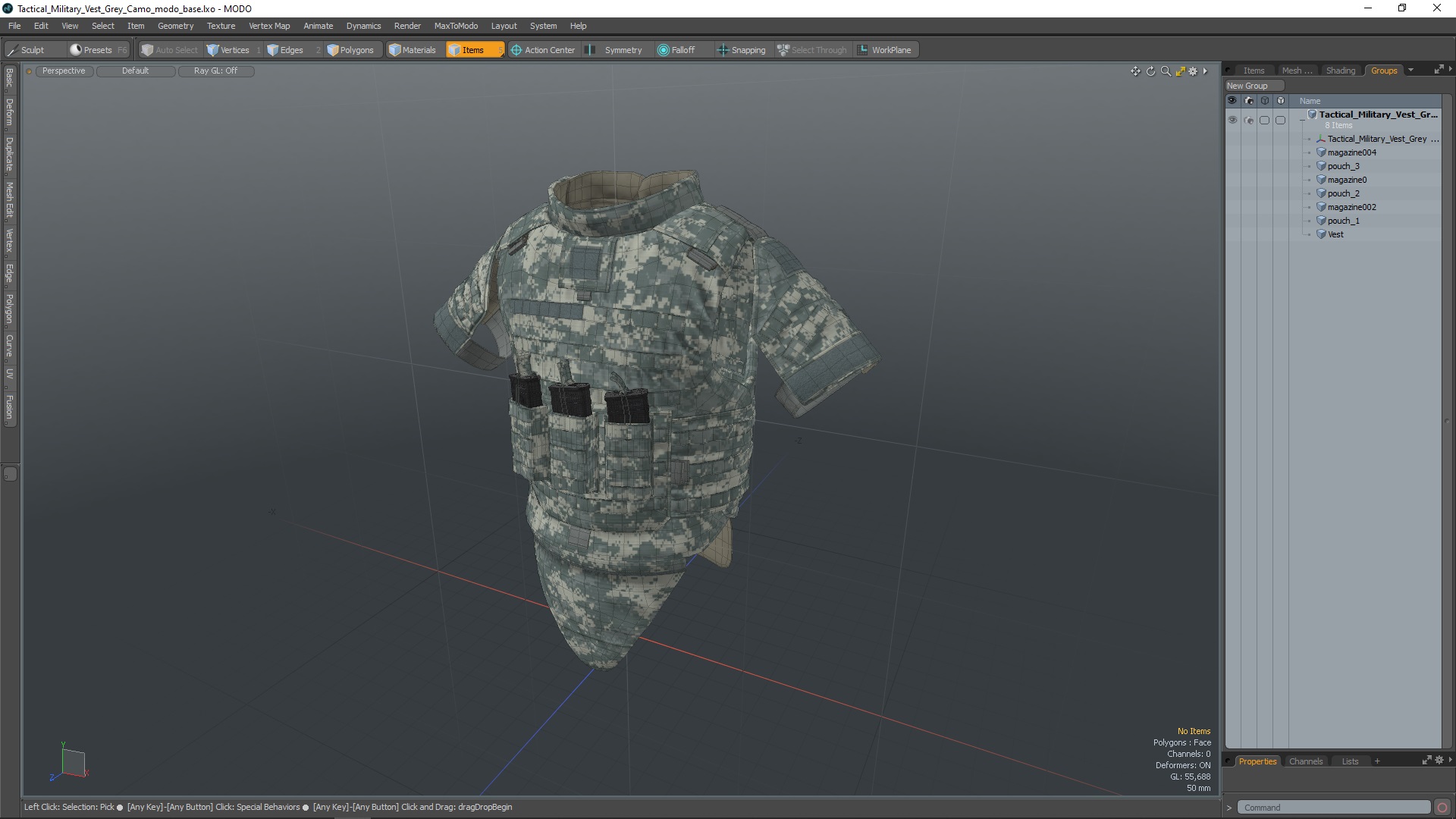 Tactical Military Vest Grey Camo 3D