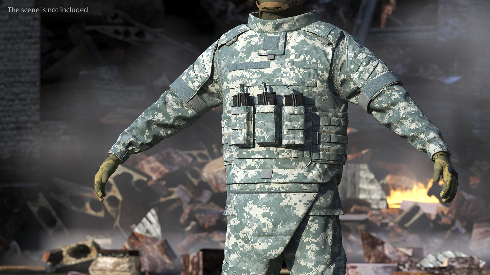 Tactical Military Vest Grey Camo 3D