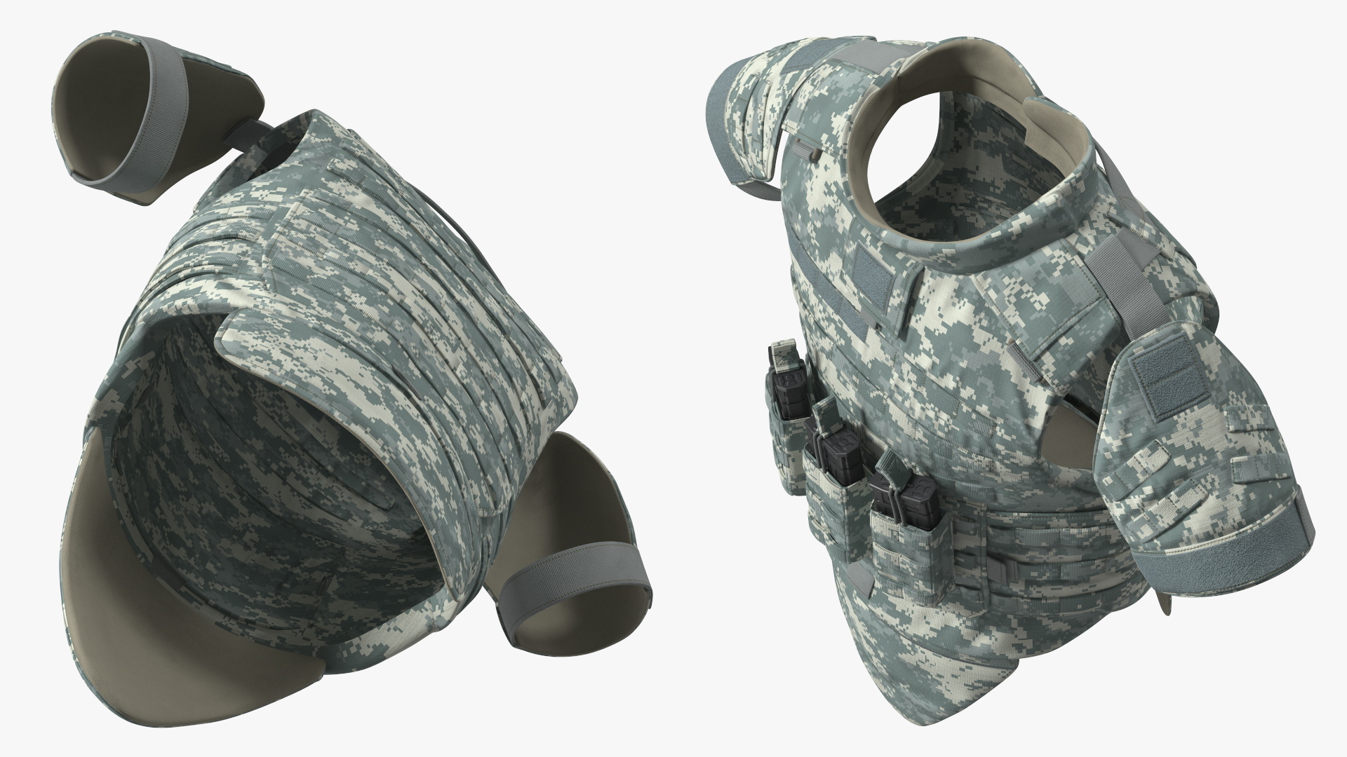 Tactical Military Vest Grey Camo 3D