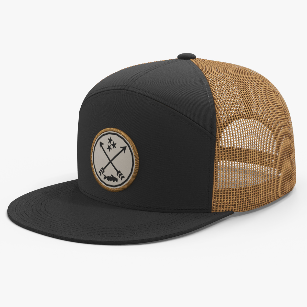 Flat Brim Trucker Cap Brown